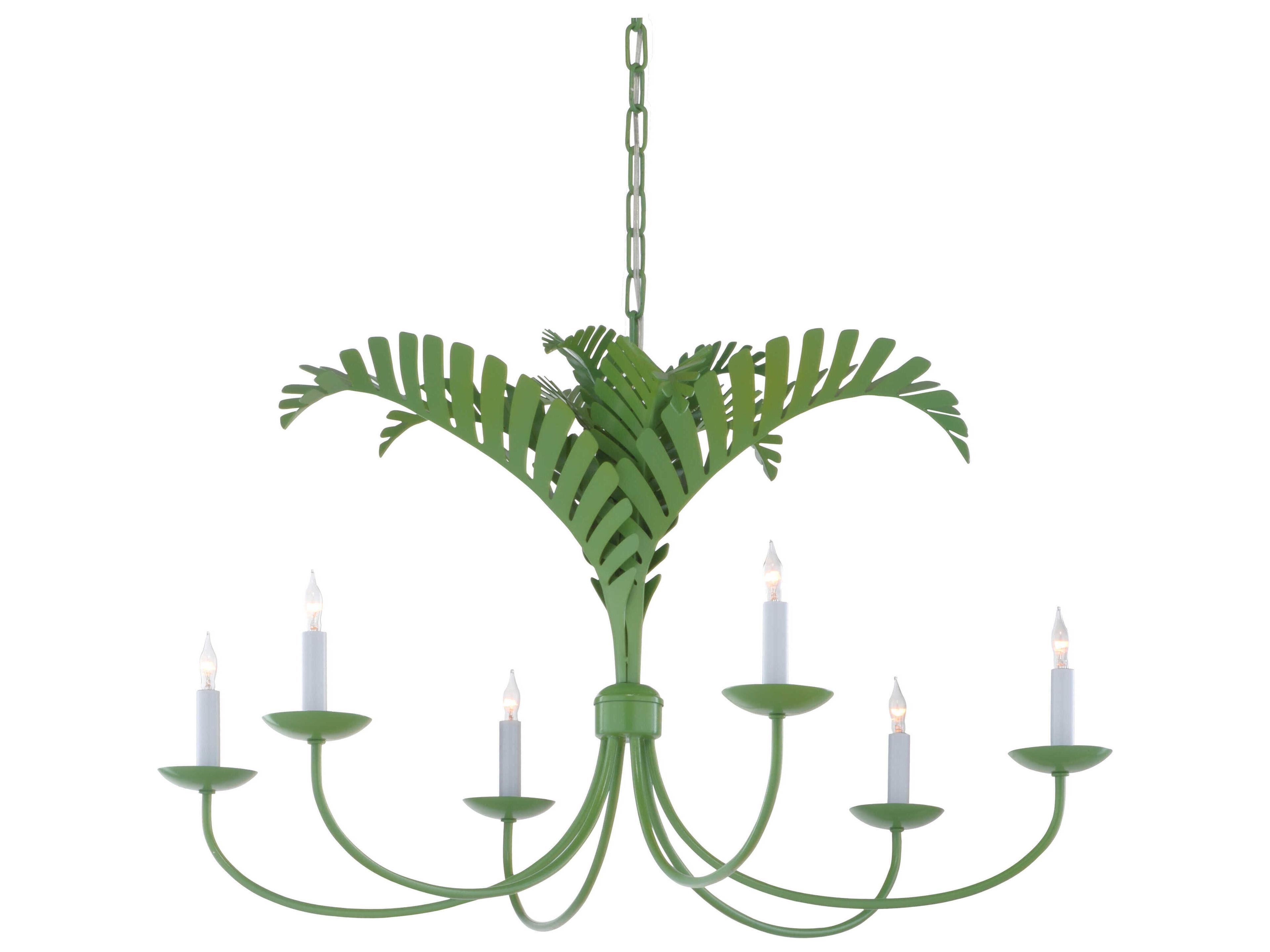 Wildwood Royal Palm 6-Light Spring Green Candelabra Chandelier