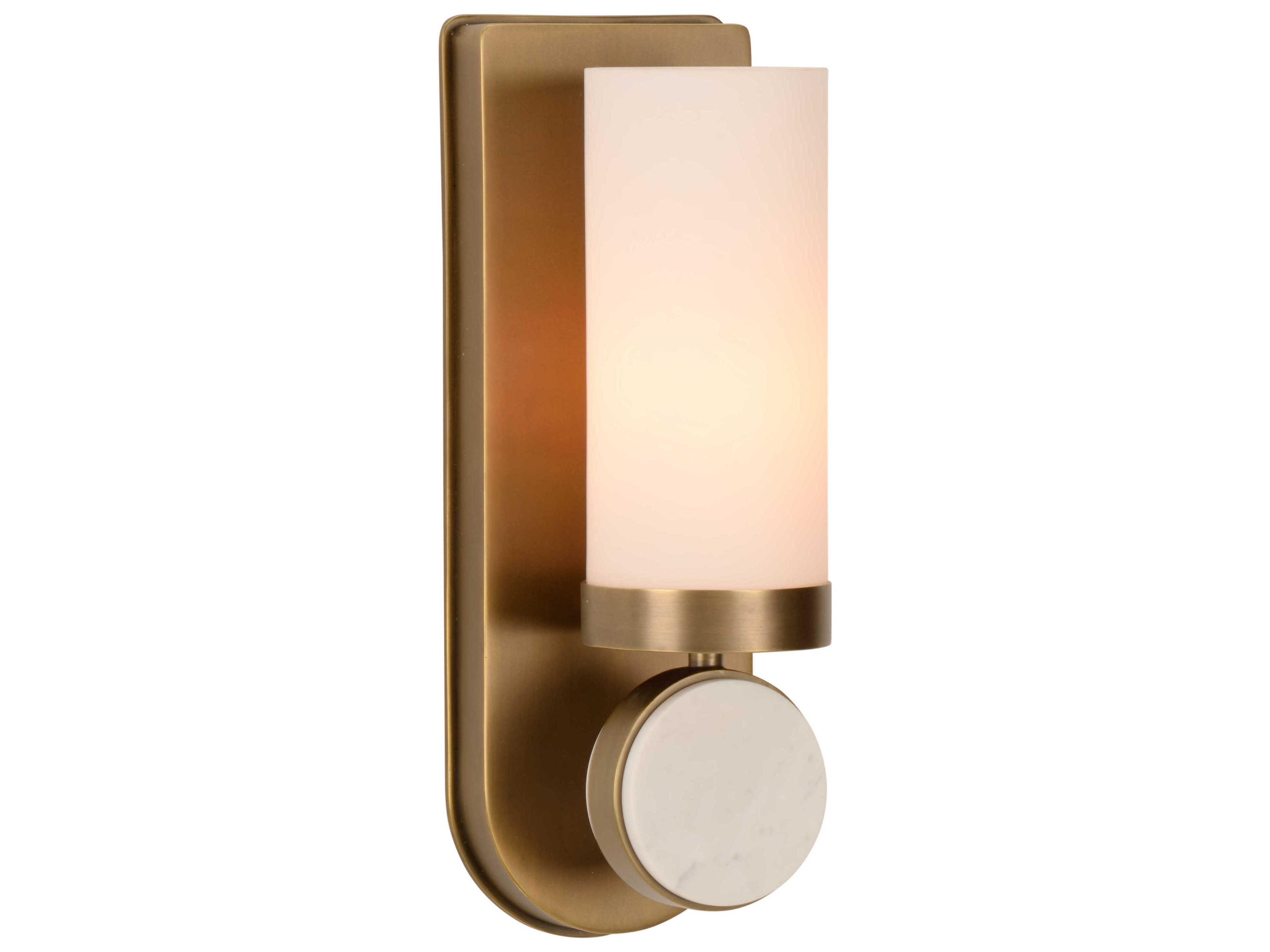 Wildwood Emmons 1-Light Antique Brass Natural White Wall Sconce