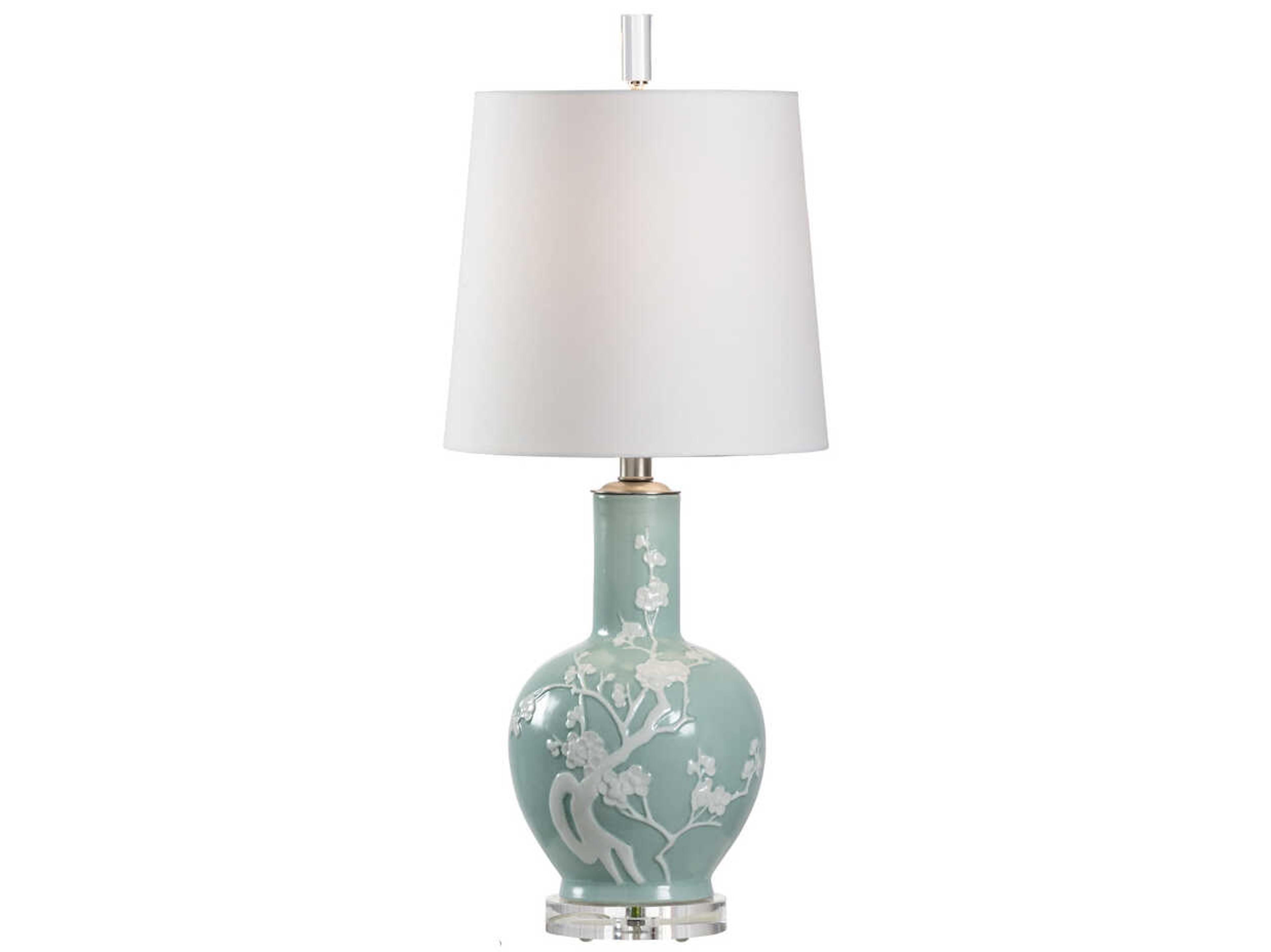 Wildwood Yoshino Celadon Off White Linen Blue Buffet Lamp