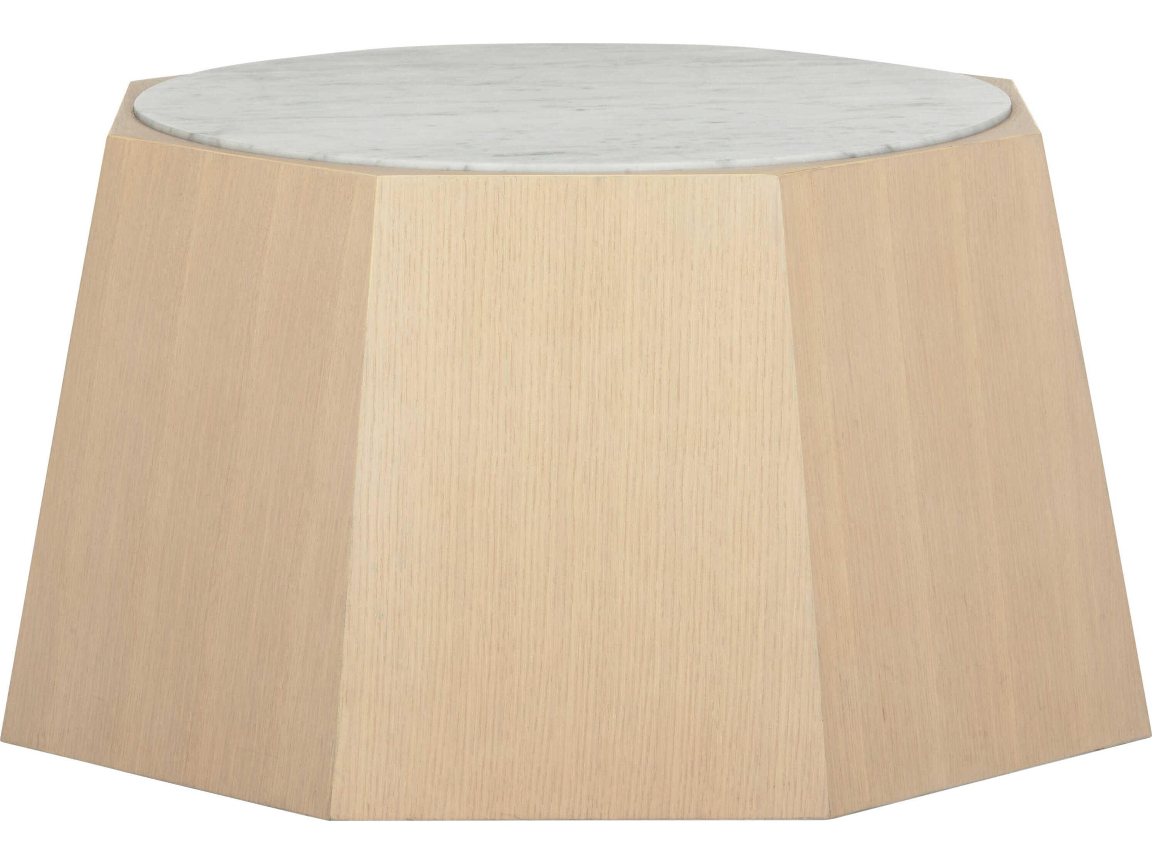 Wildwood Laurence Round Marble Rift Cut White Oak Natural Coffee Table