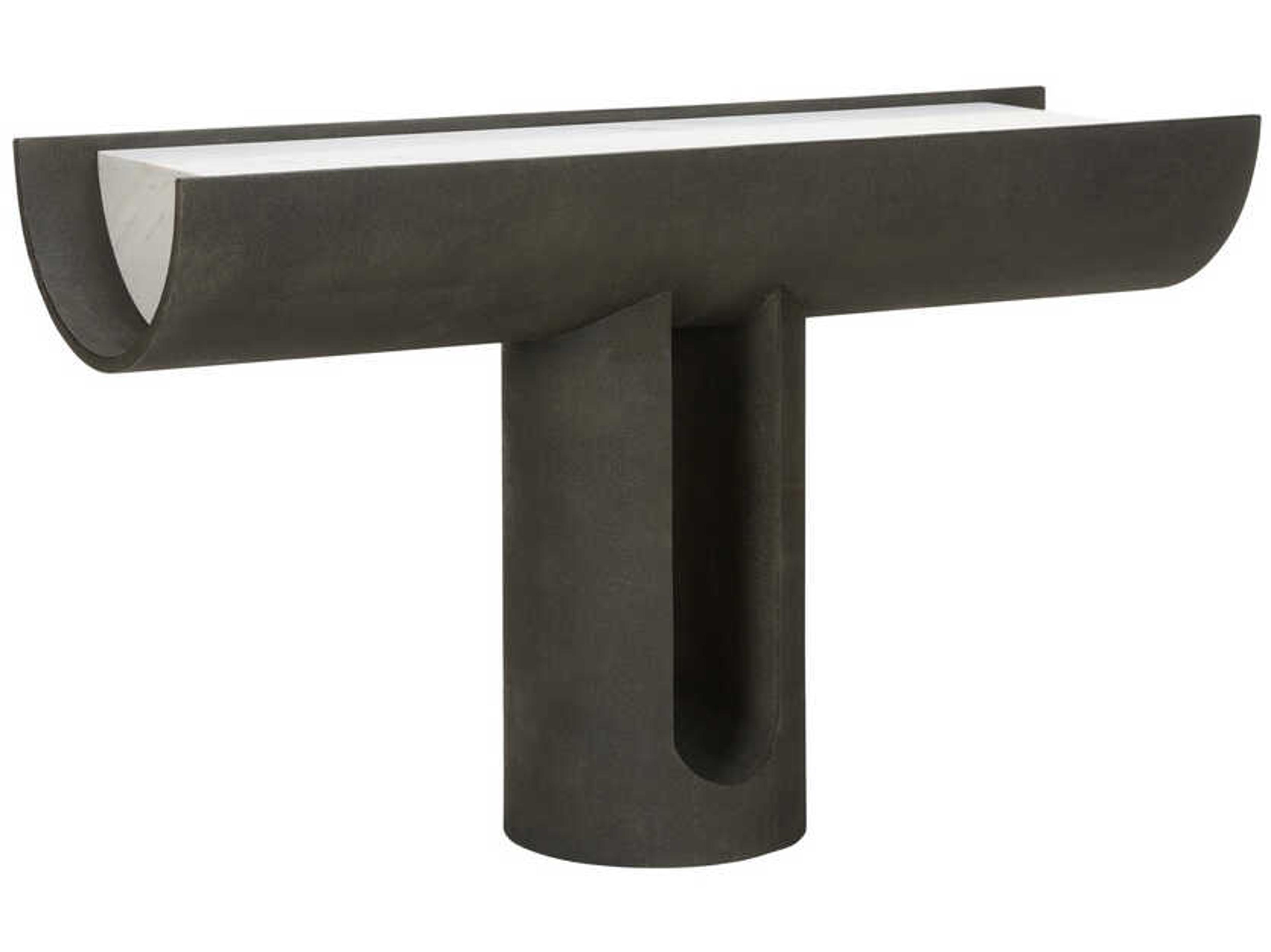 Wildwood Iron Ore Rectangular Marble Iron Ore Natural White Carrera Console Table