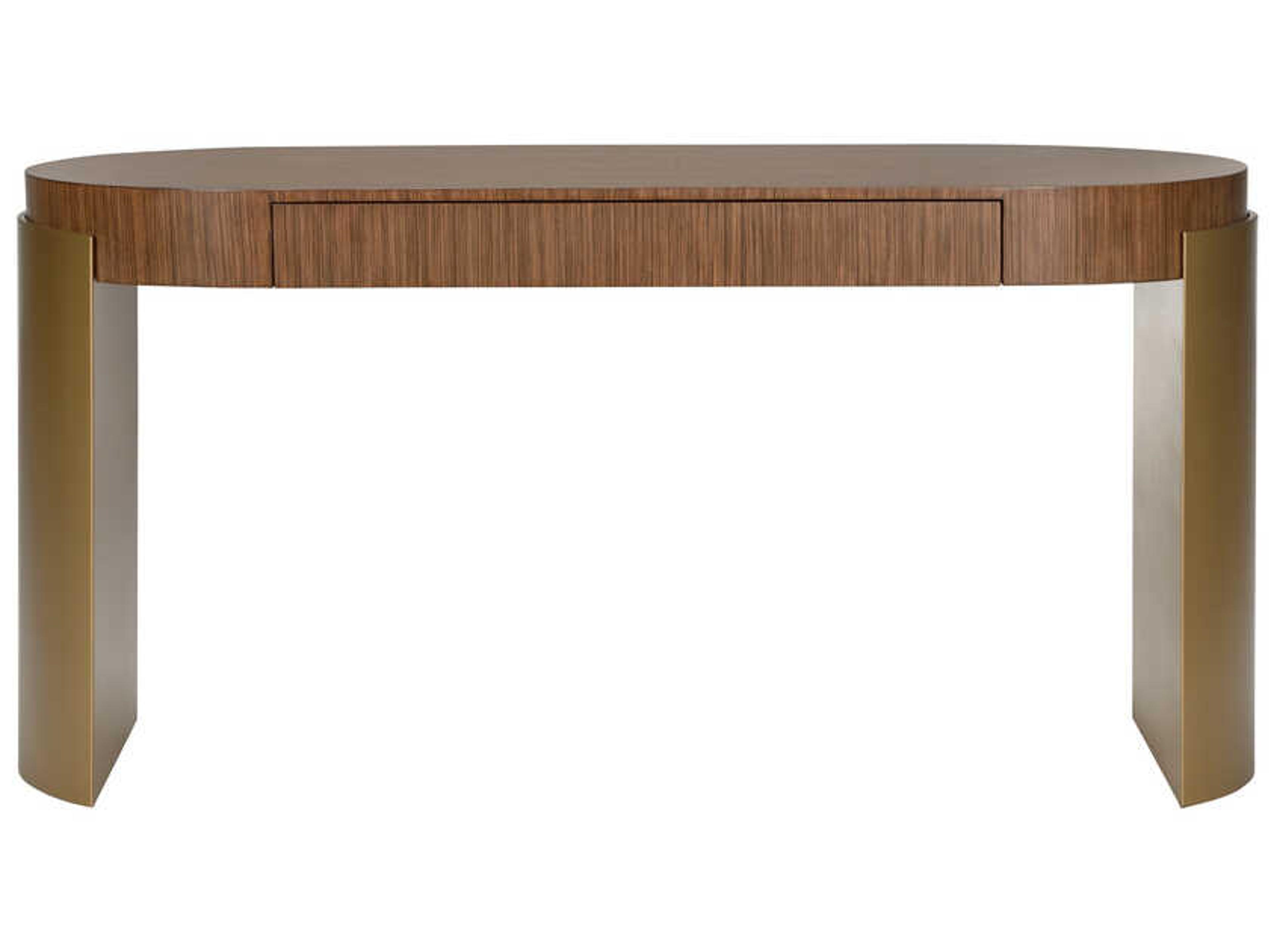 Wildwood Zebrano Zebrano Veneer Antique Brass Brown Computer Desk