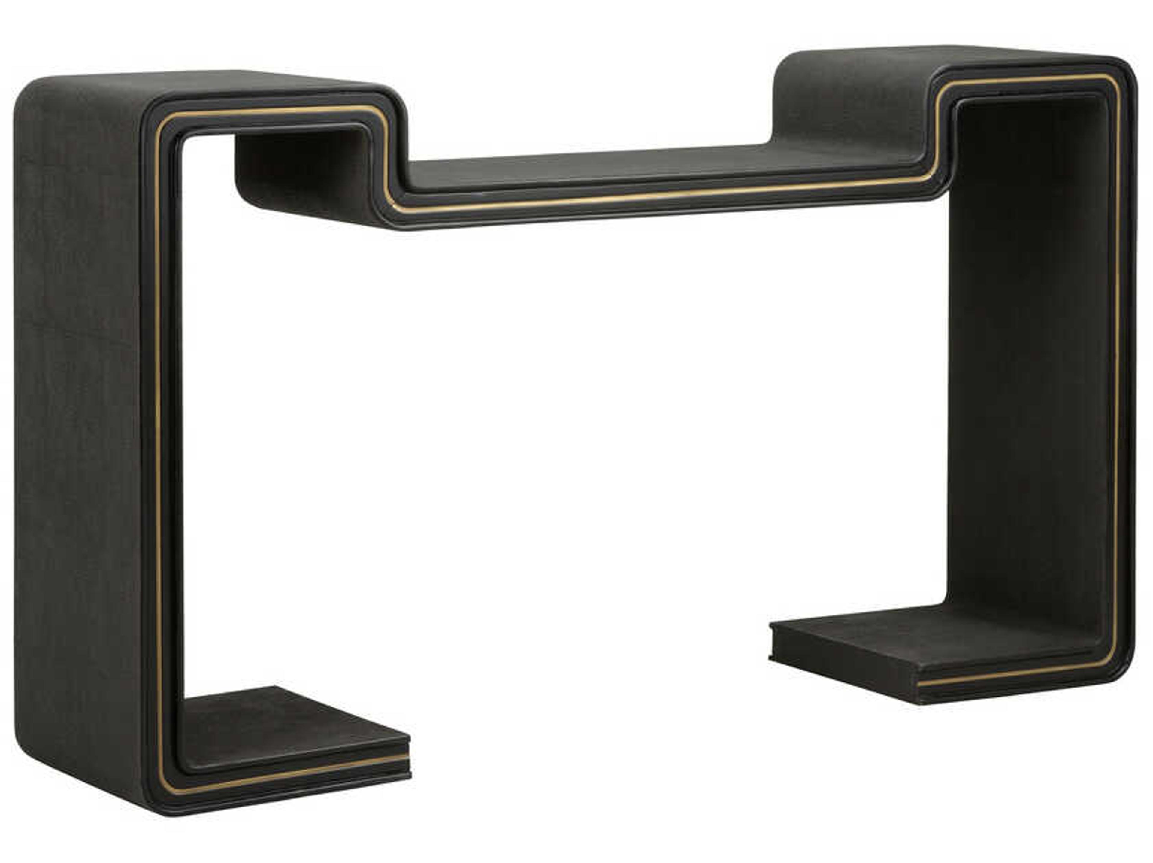 Wildwood Ottawa Rectangular Wood Black Gold Console Table
