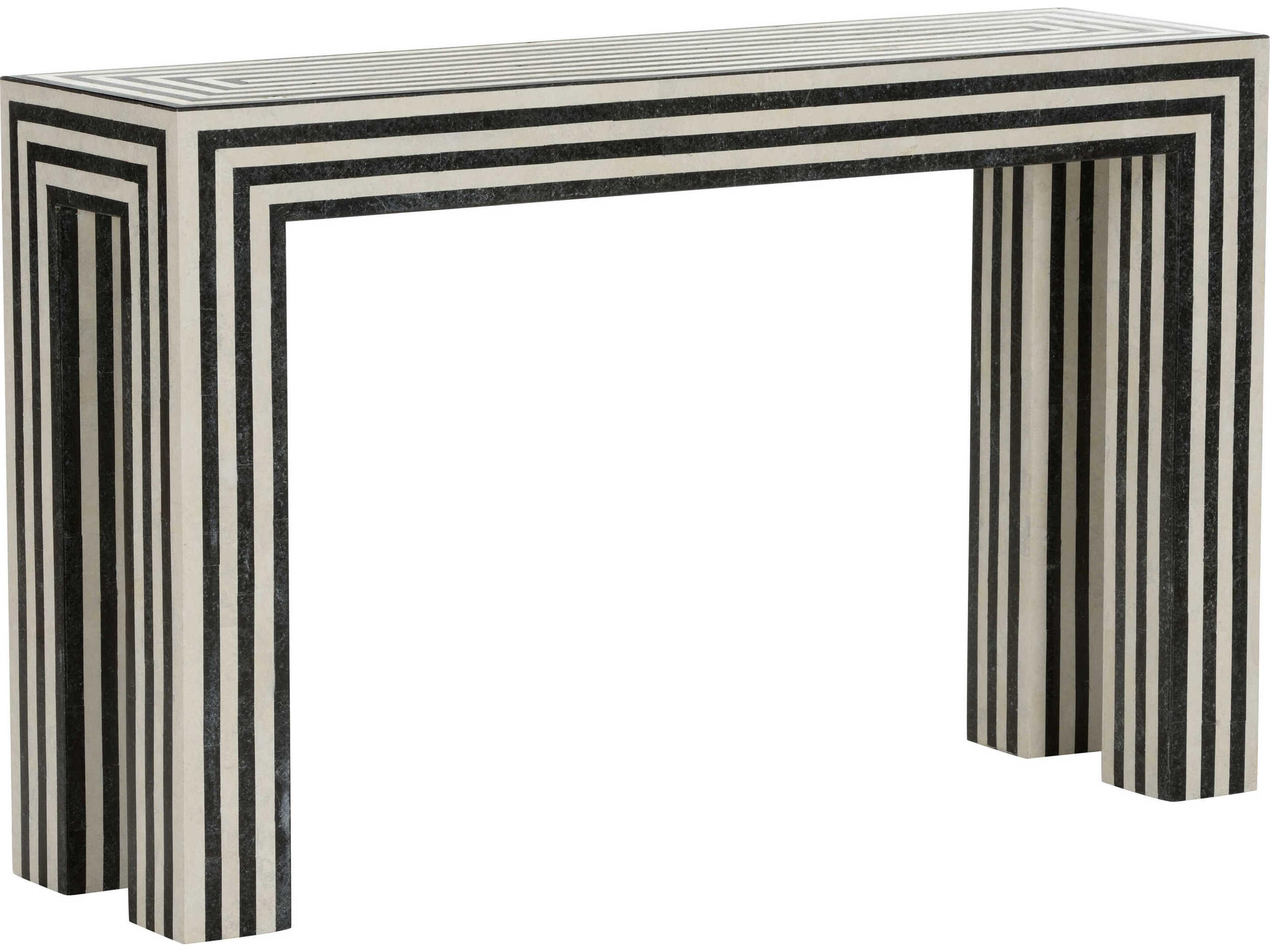 Wildwood Positano Rectangular Stone Natural Black White Console Table