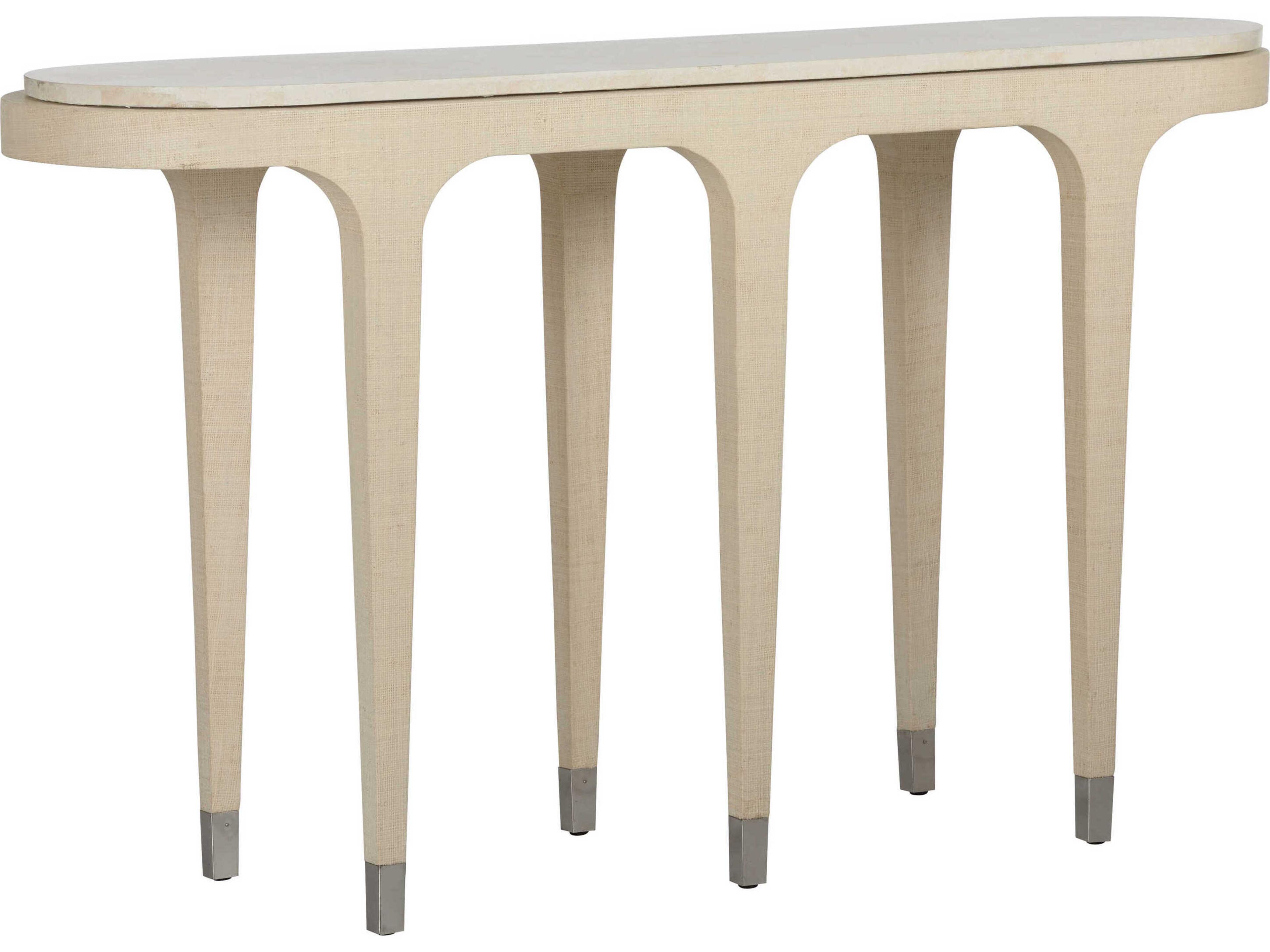 Wildwood Juno Beach Oval Stone Cream Natural White Console Table