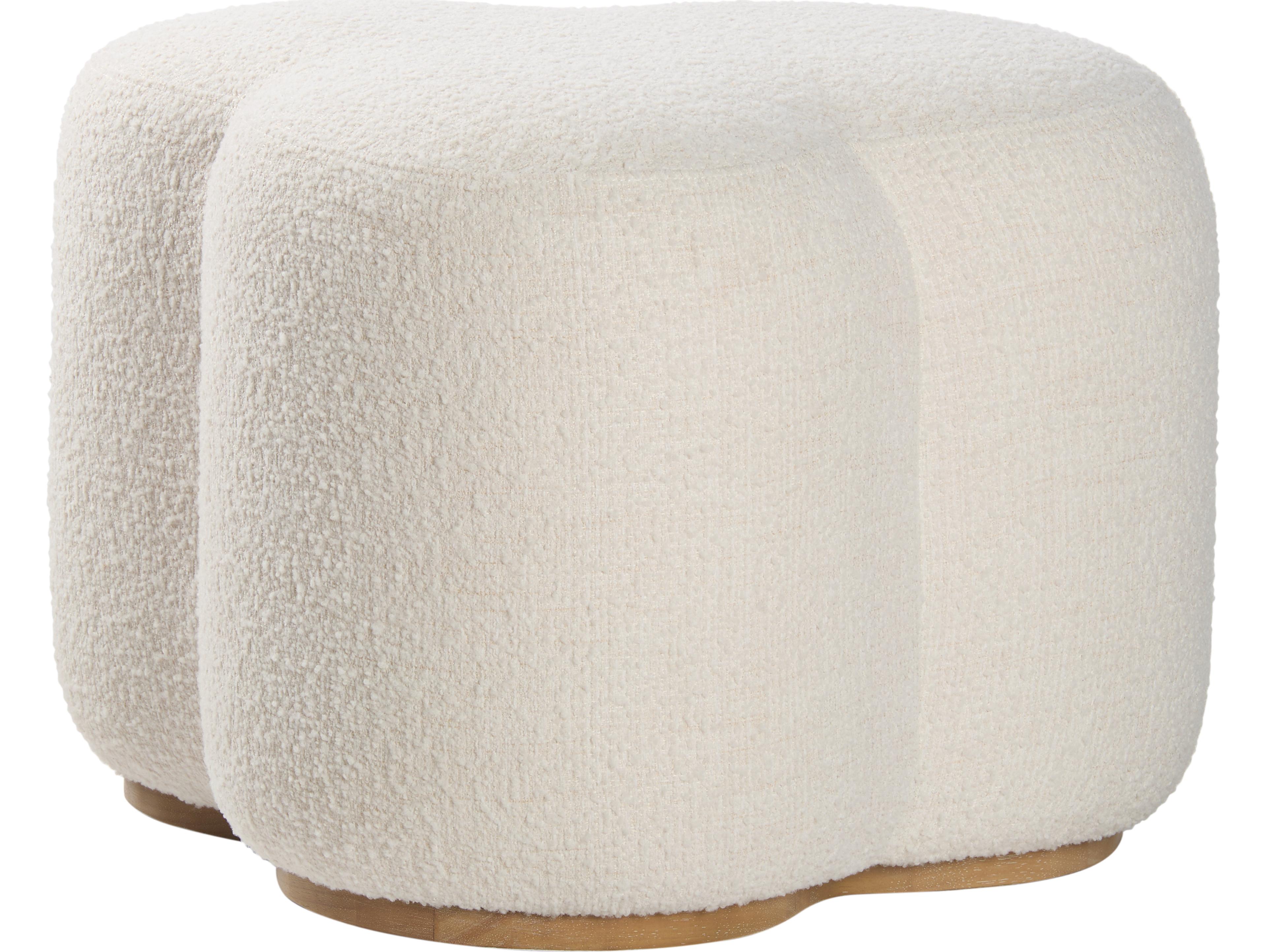 Wildwood Cream Boucle White Upholstered Ottoman