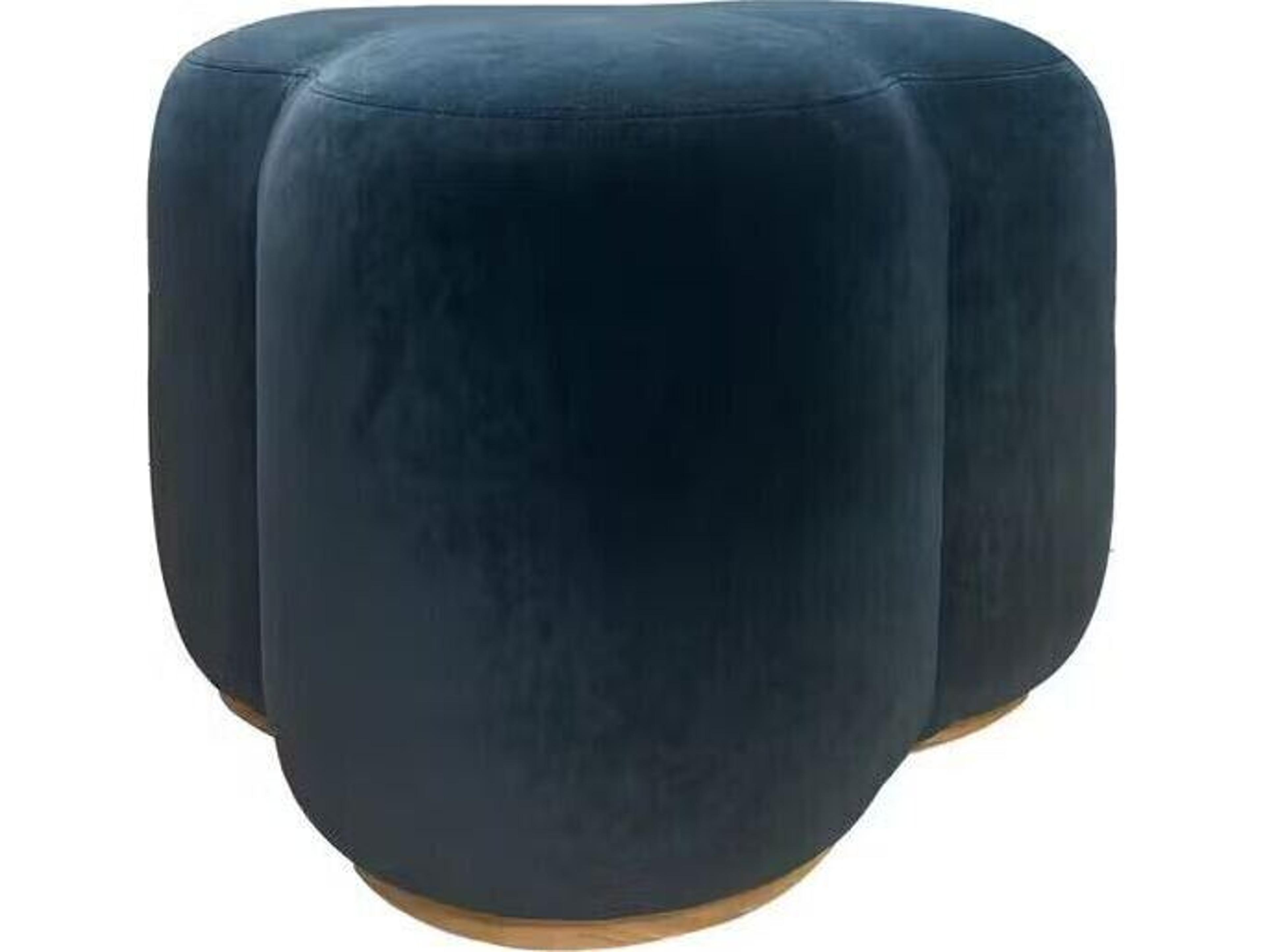 Wildwood Blue Velvet Upholstered Ottoman