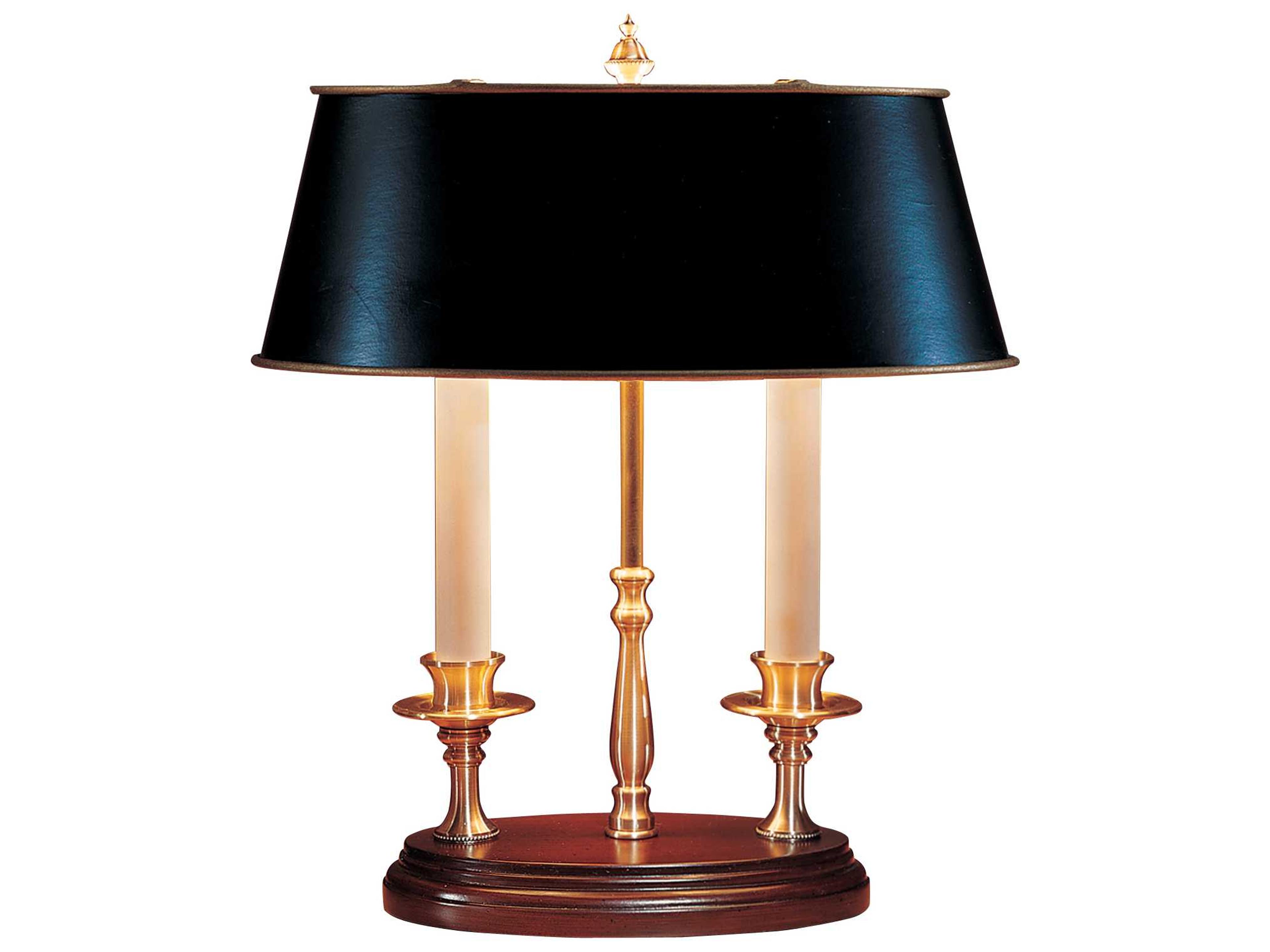 Wildwood Twin Candle Gold Black Paper Brass Desk Lamp