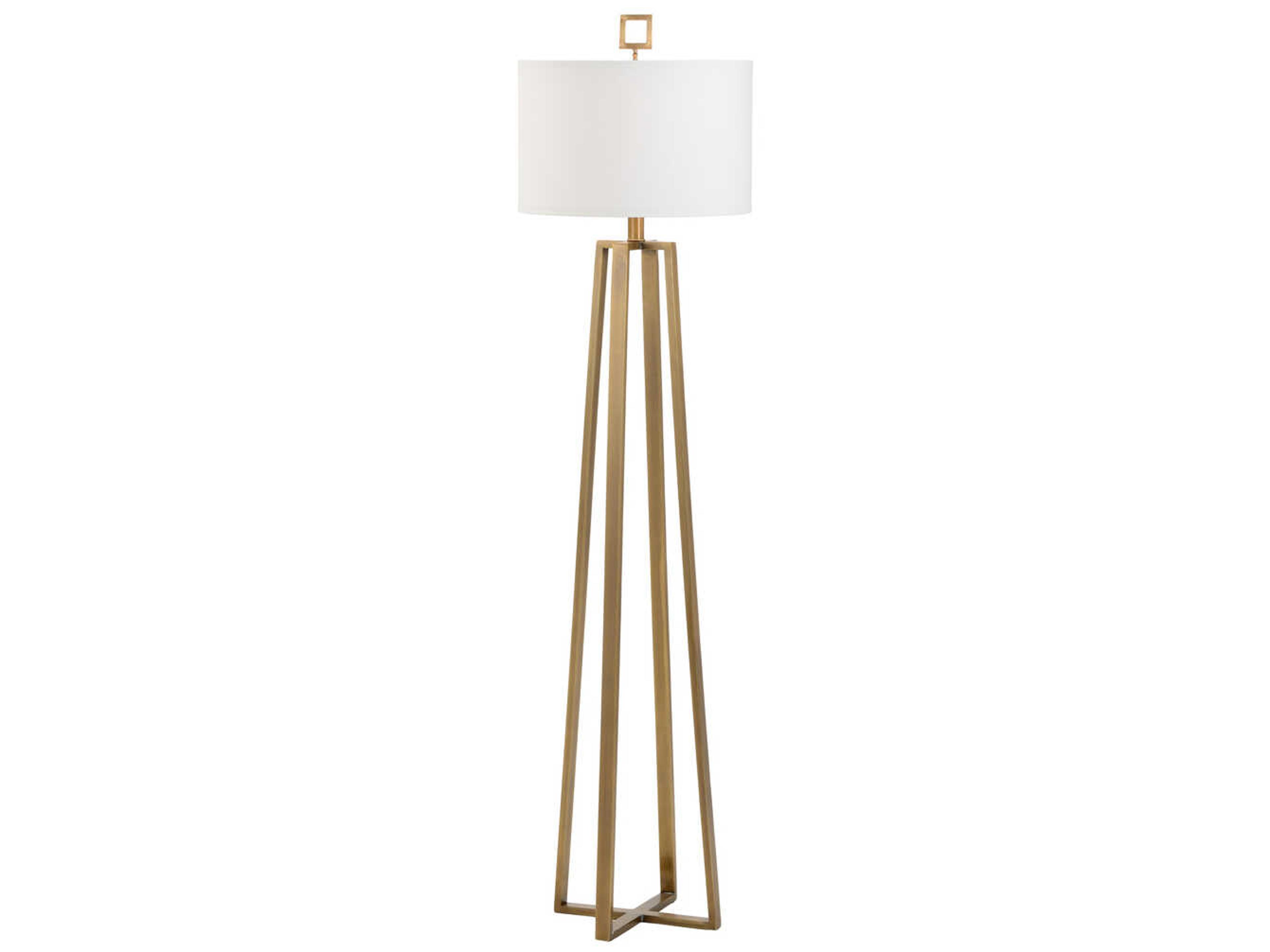 Wildwood Colson Gold Off White Linen Brass Floor Lamp