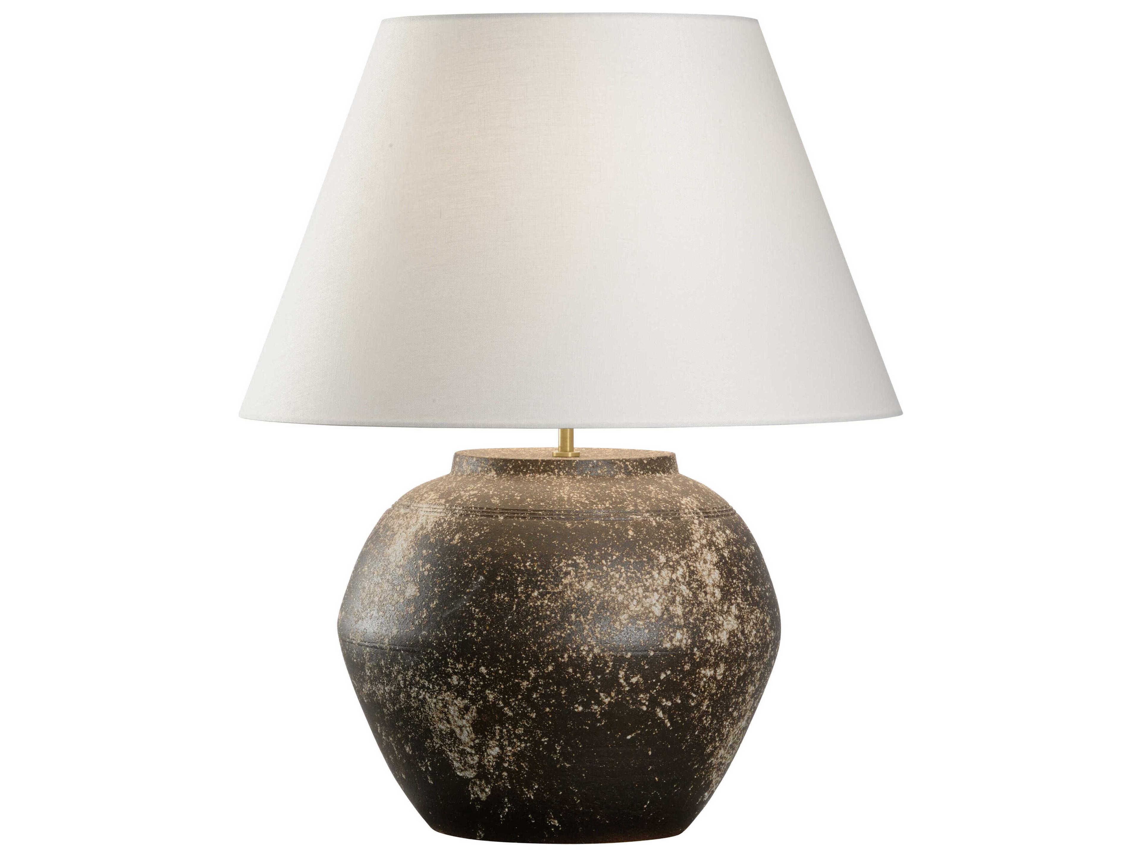 Wildwood Shiga Mako Sanded Brown Off White Linen Buffet Lamp