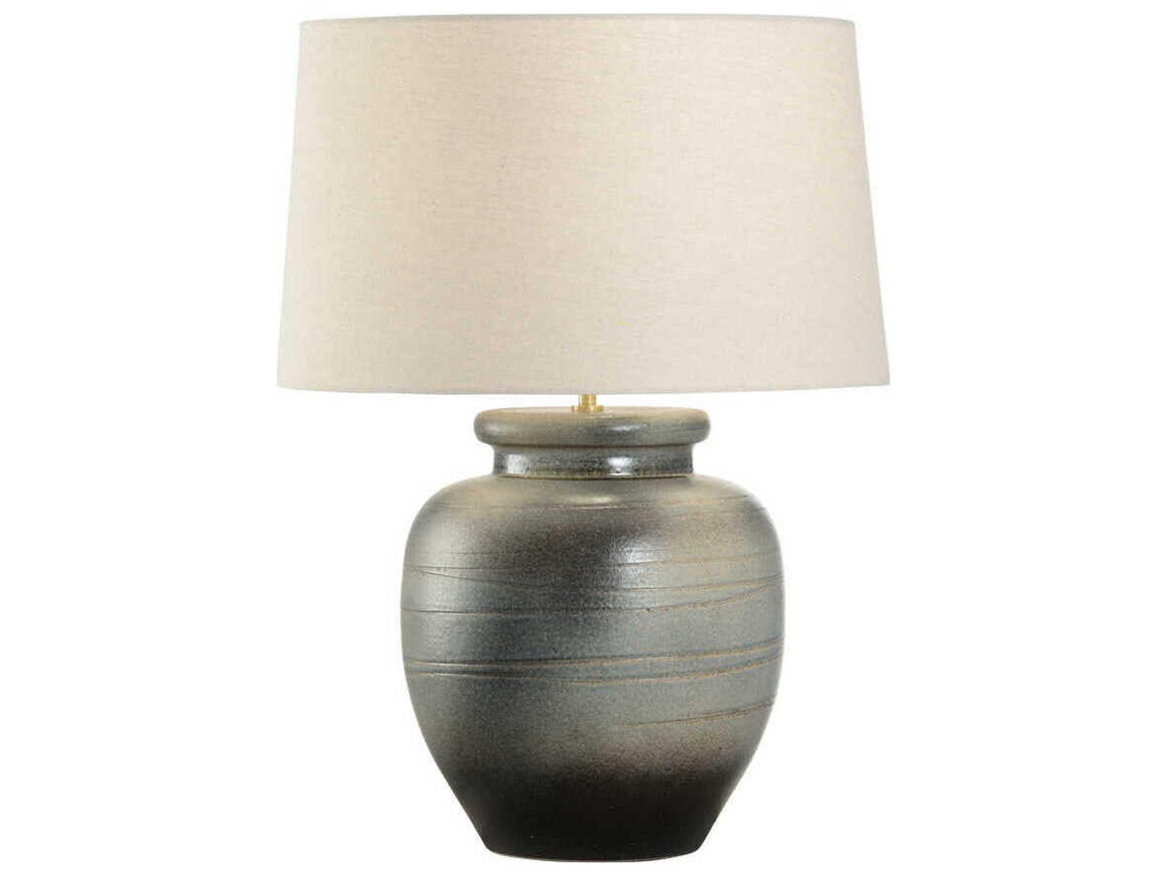 Wildwood Shiga Ayaka Grayish Green Tan Linen Buffet Lamp