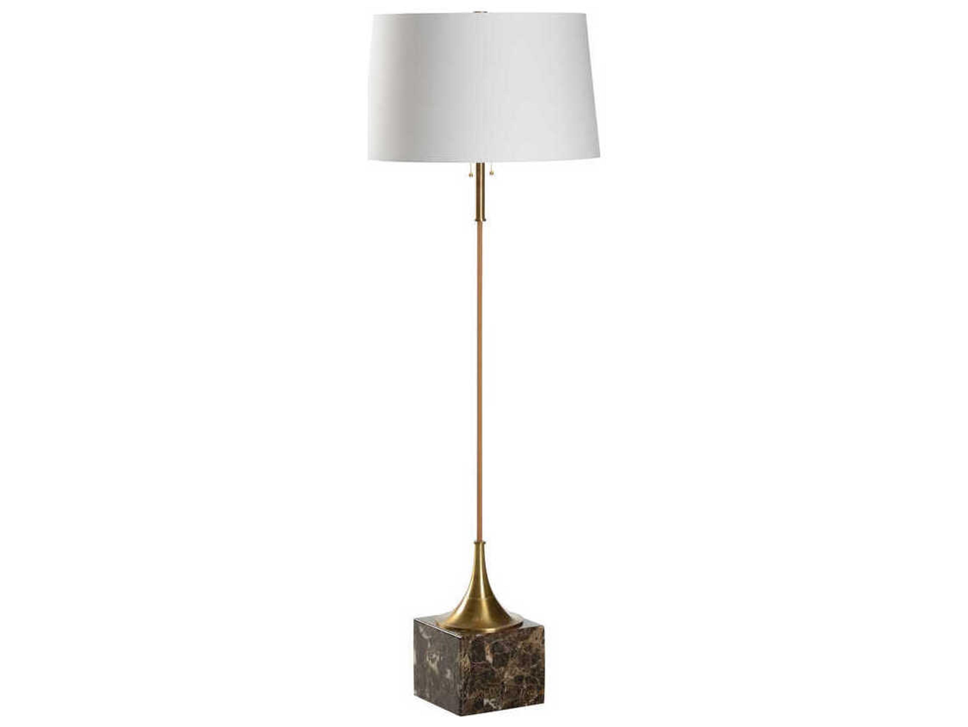 Wildwood Alsace Natural Brown Antique Brass Off White Silkette Floor Lamp