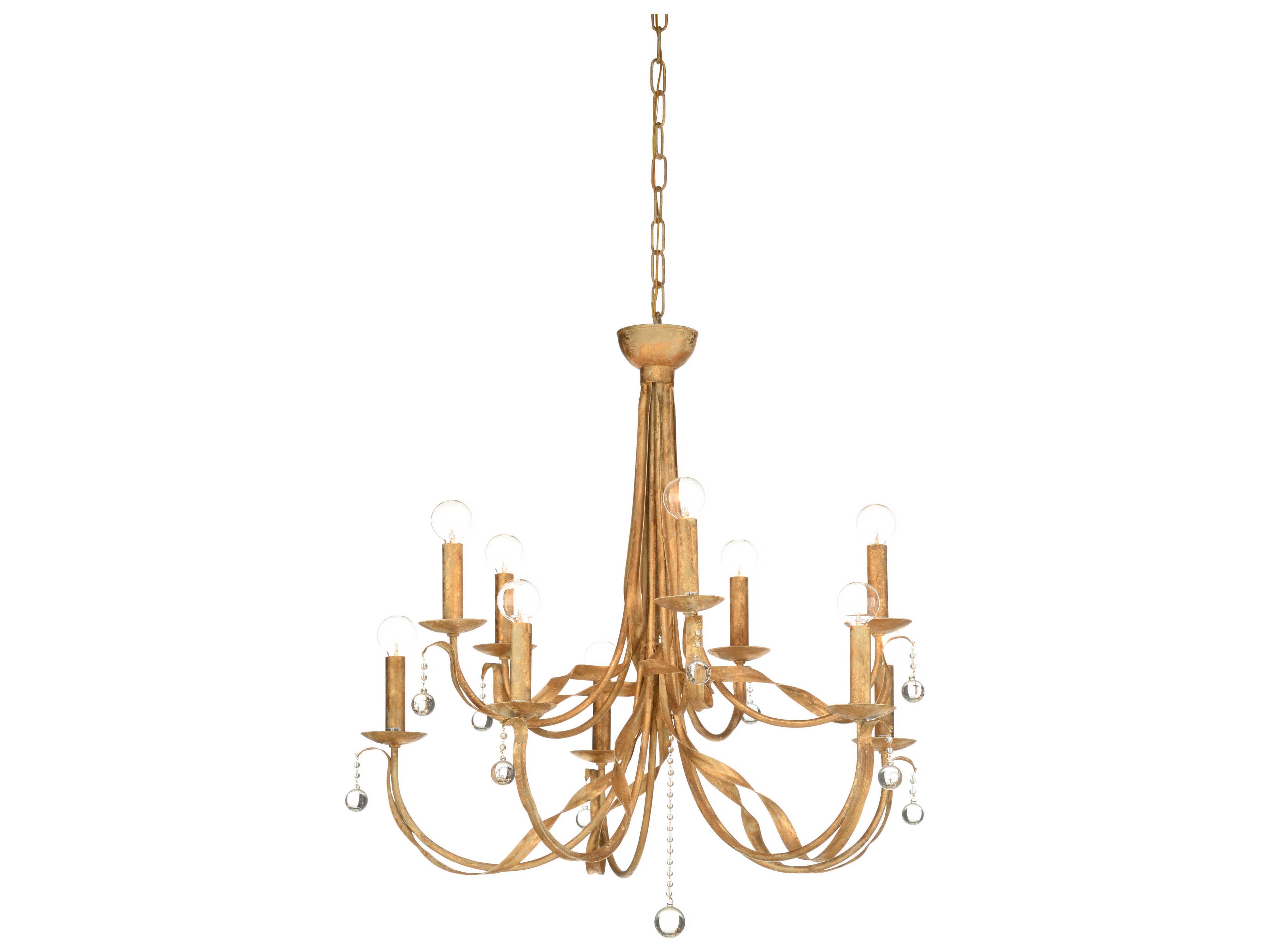 Wildwood Reed 10-Light Gold Clay Candelabra Chandelier