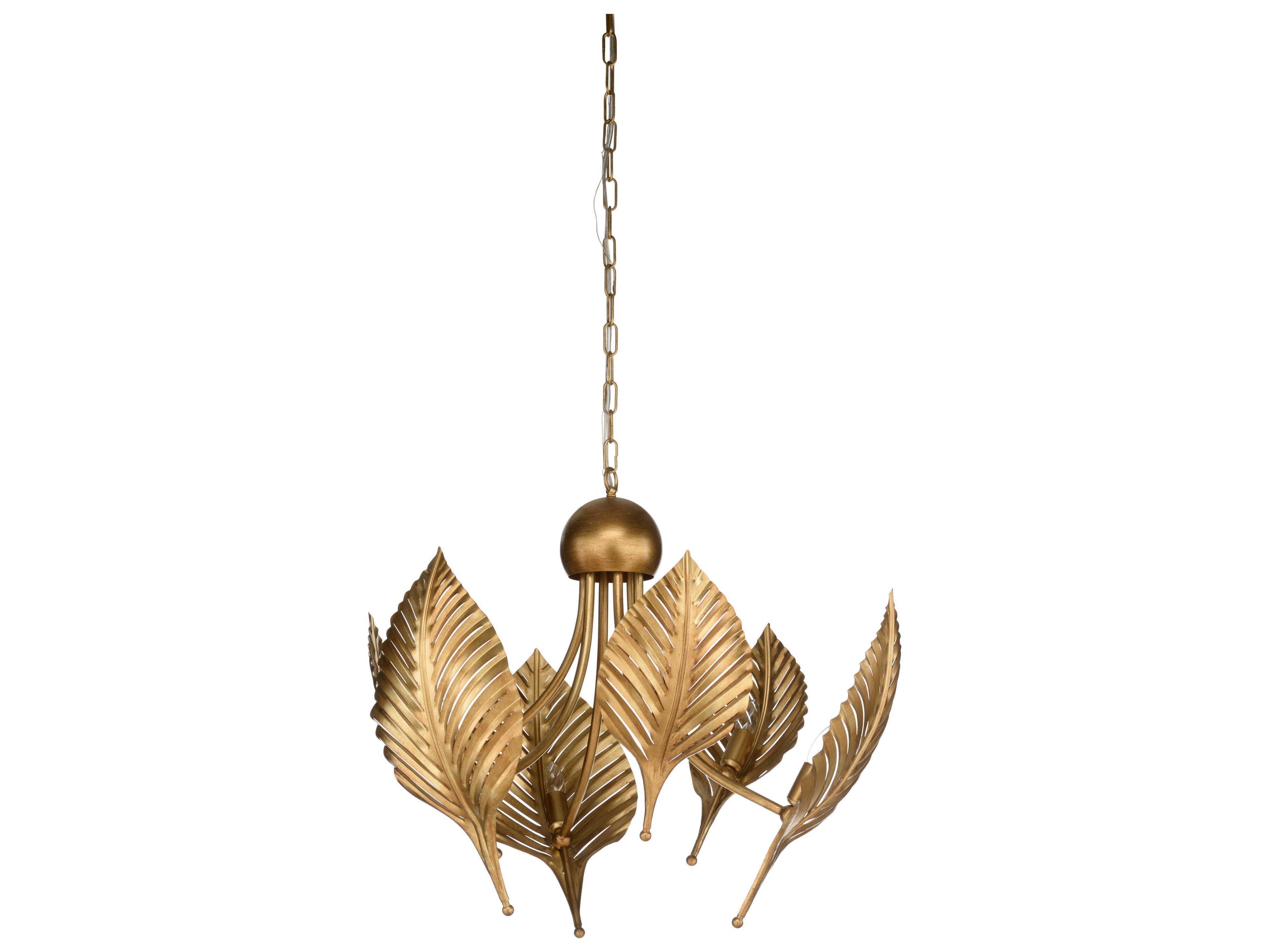 Wildwood Foglia Di Palma 6-Light Antique Brass Candelabra Chandelier