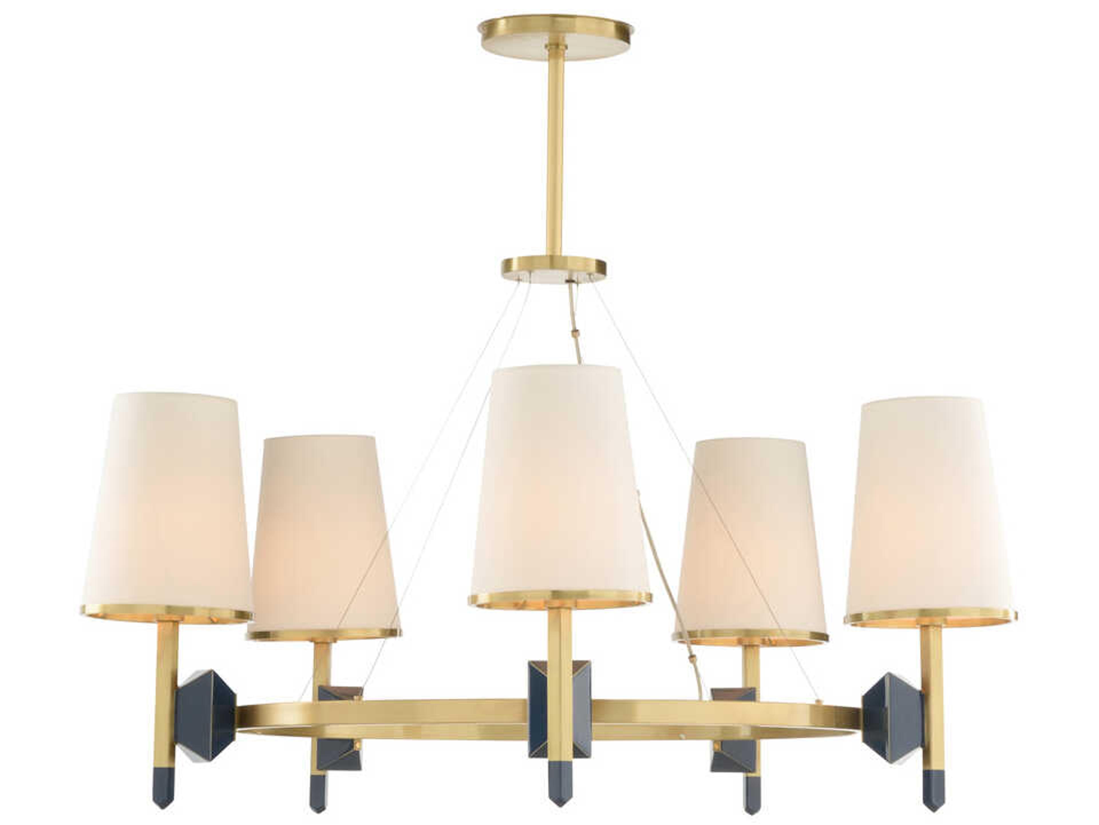 Wildwood Zuri 5-Light Antique Brass Blue Chandelier