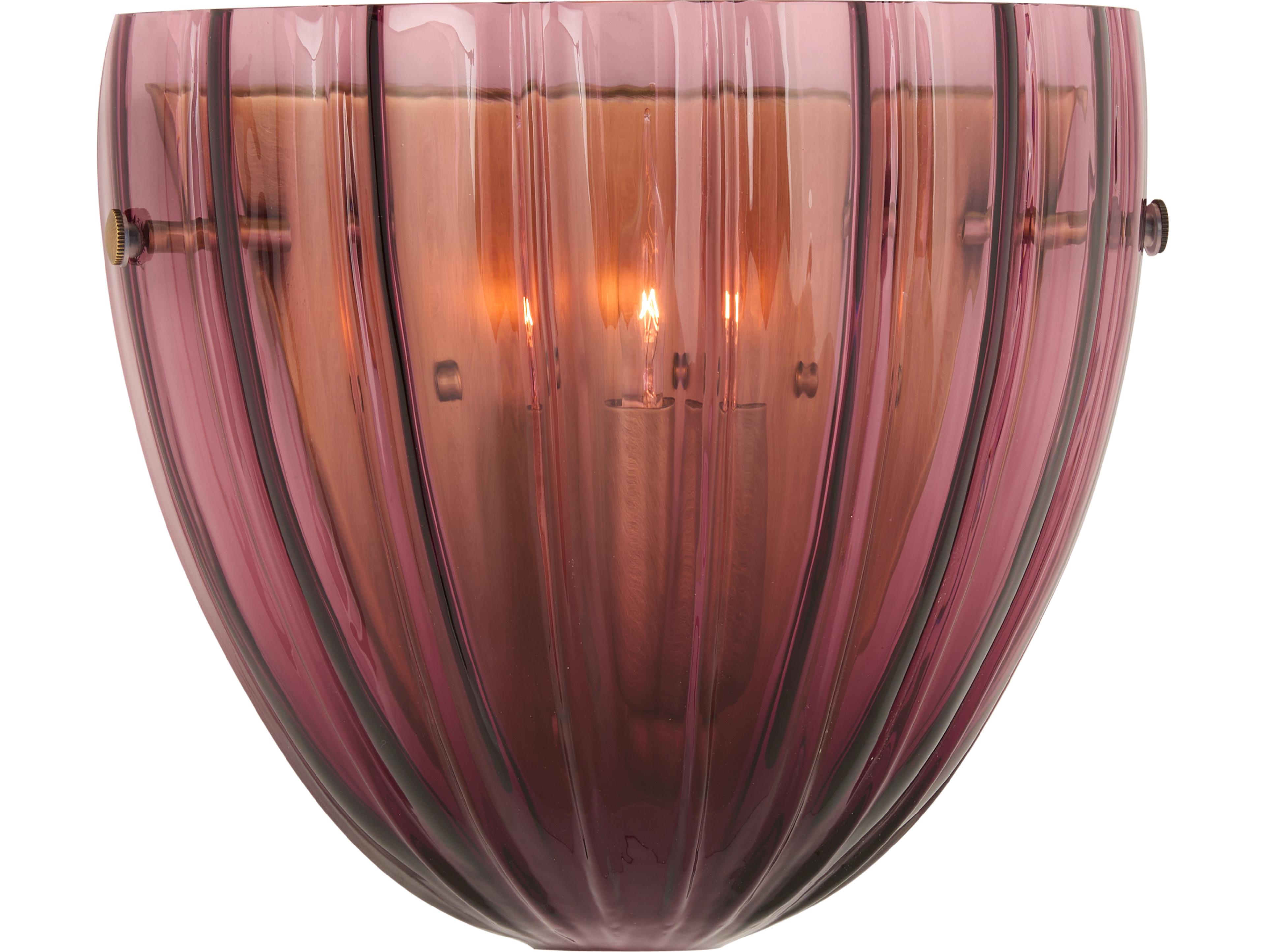 Wildwood 1-Light Aubergine Blown Antique Brass Red Wall Sconce