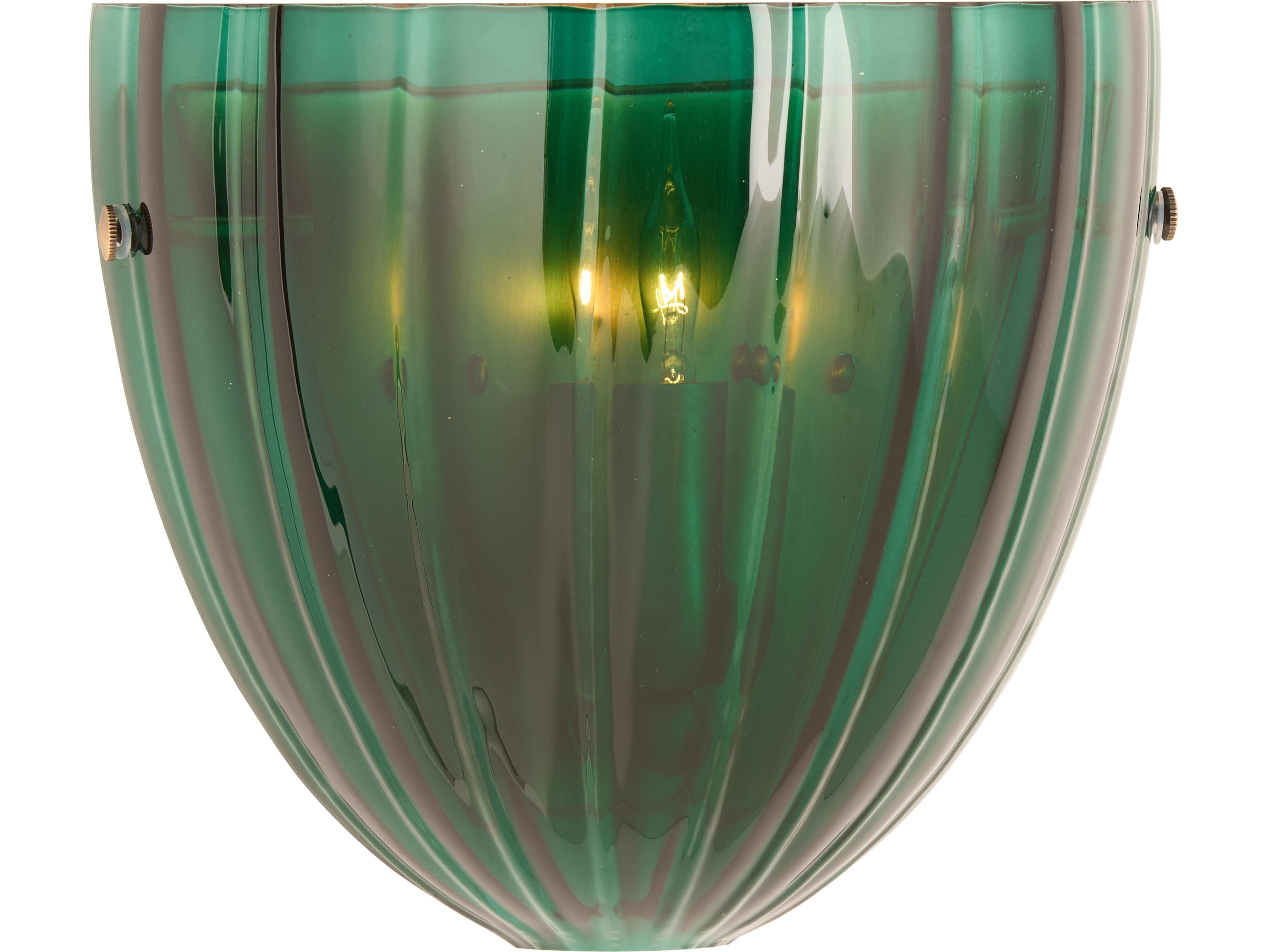 Wildwood 1-Light Emerald Green Blown Antique Brass Wall Sconce