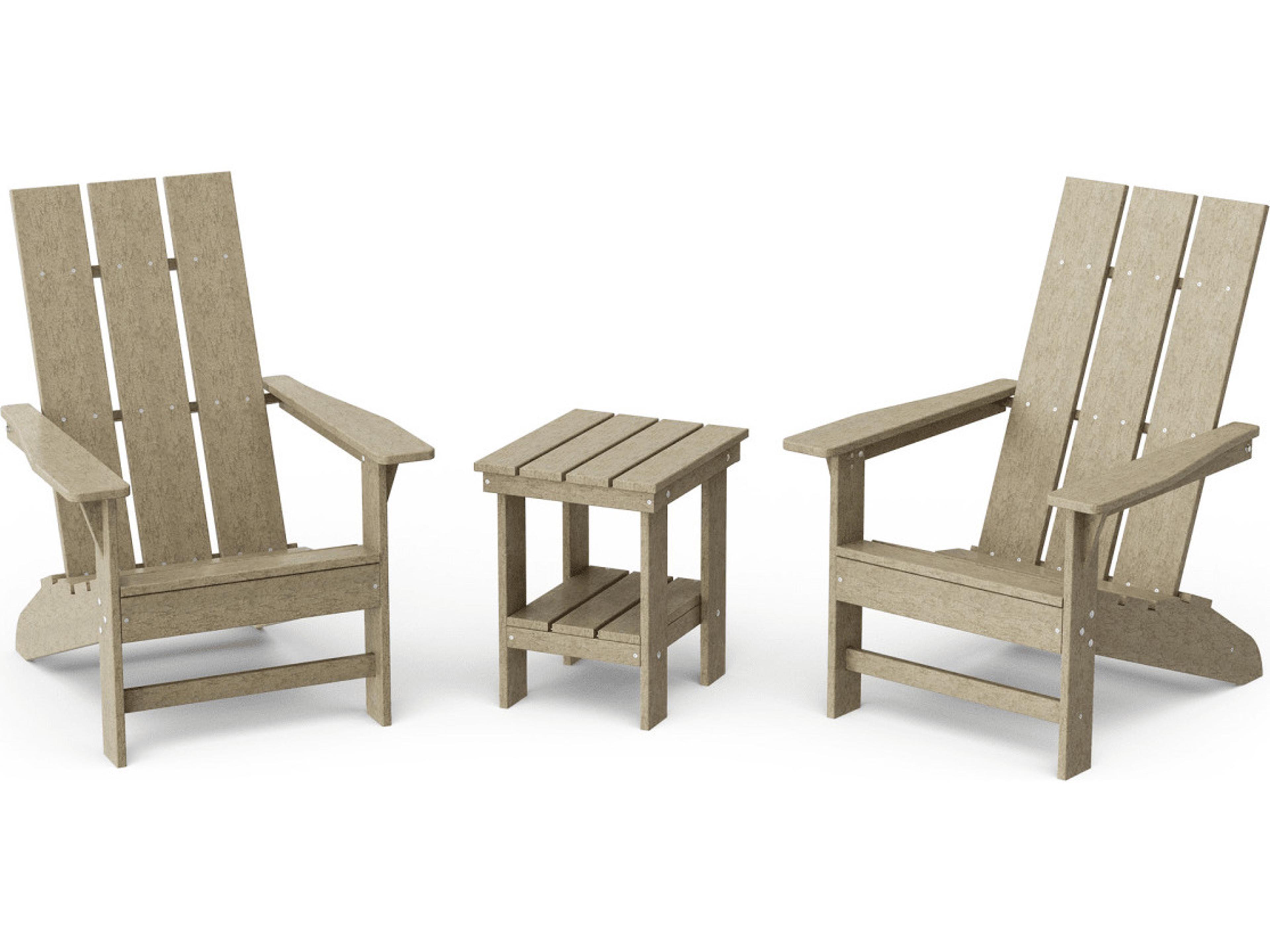 Wildridge Freedom Recycled Plastic Patio 3 Piece Modern Adirondack Set