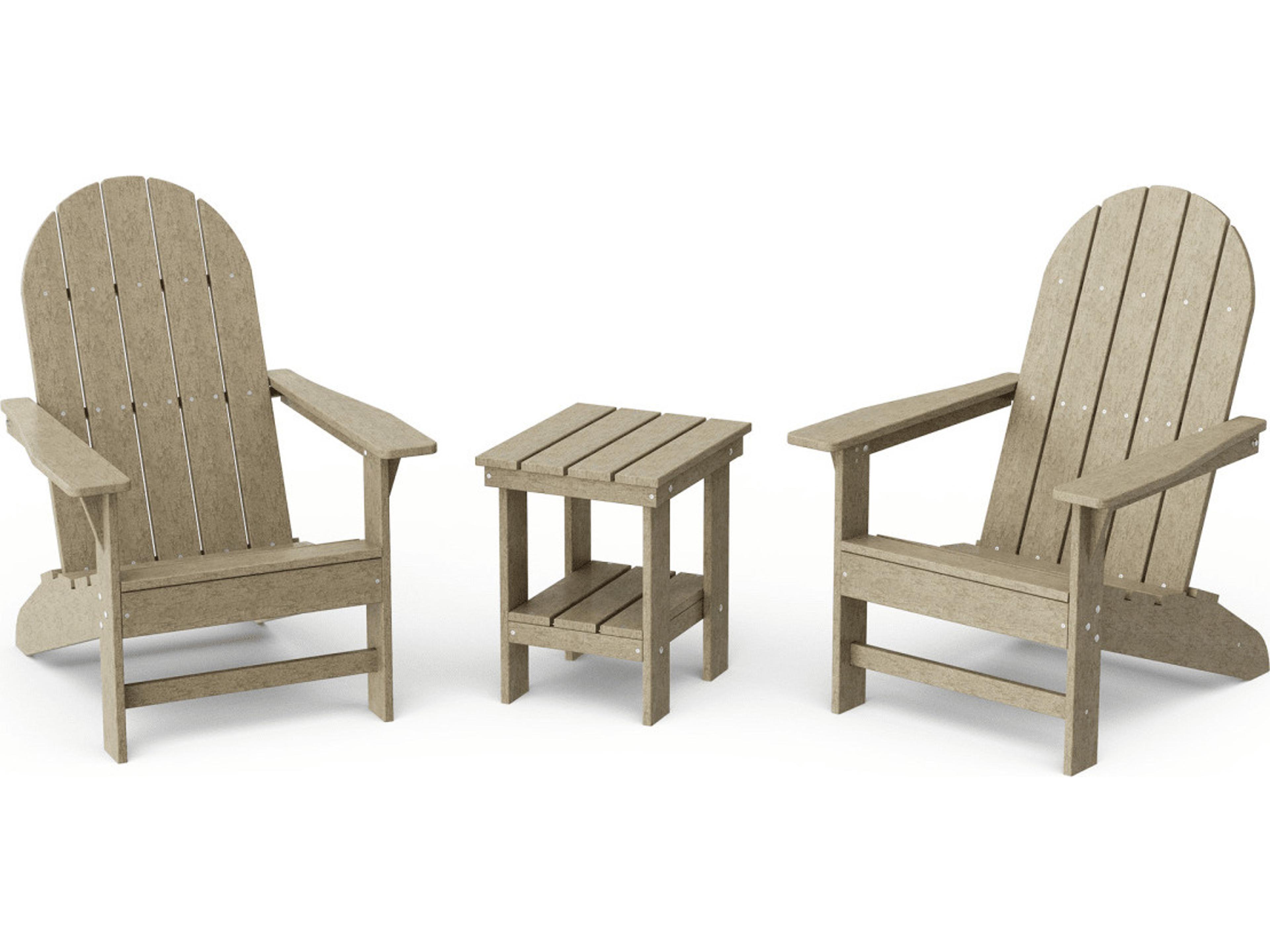 Wildridge Freedom Recycled Plastic Patio 3 Piece Traditional Adirondack Set
