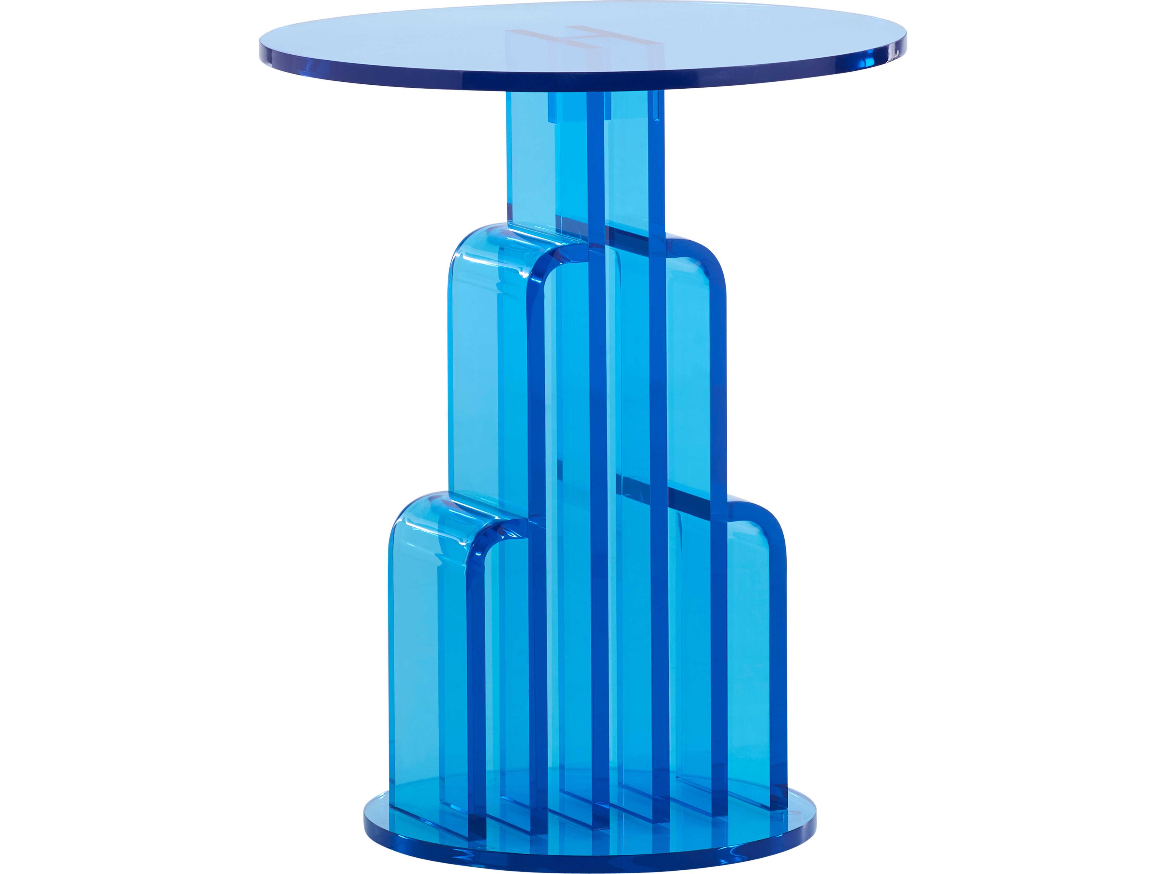 Wildwood Round Acrylic Blue End Table