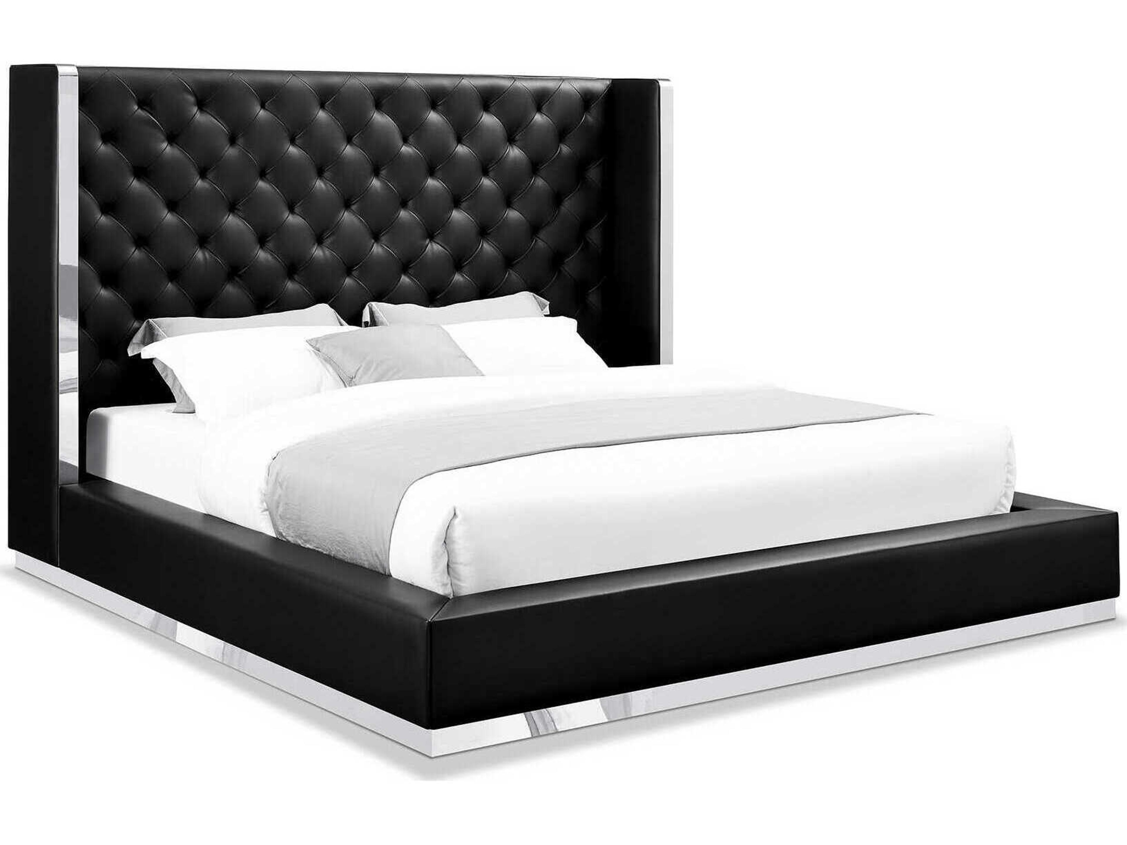 Whiteline Modern Living Abrazo Black Silver King Platform Bed
