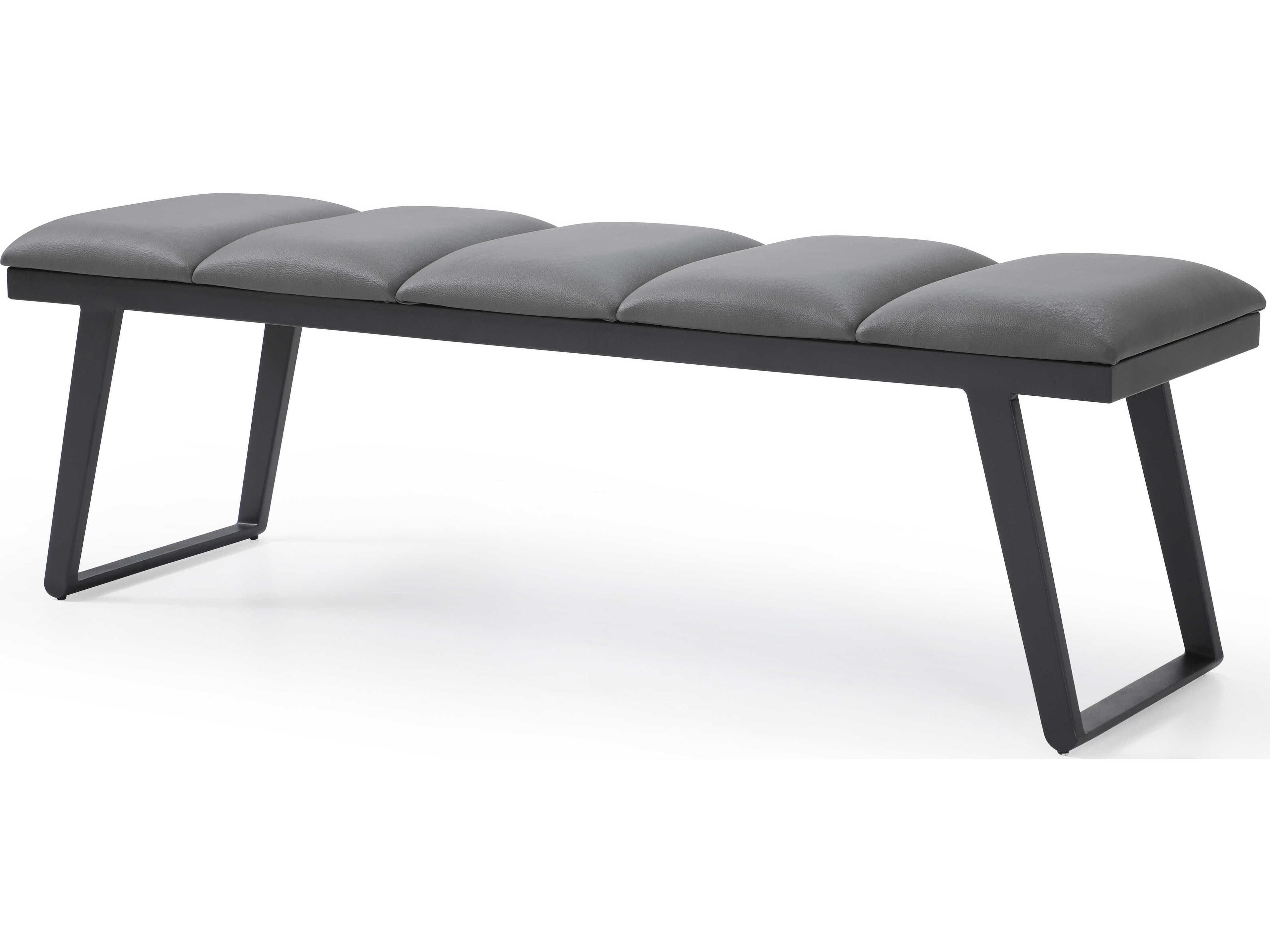 Ethan Dark Grey Sanded Black Faux Leather Accent Bench