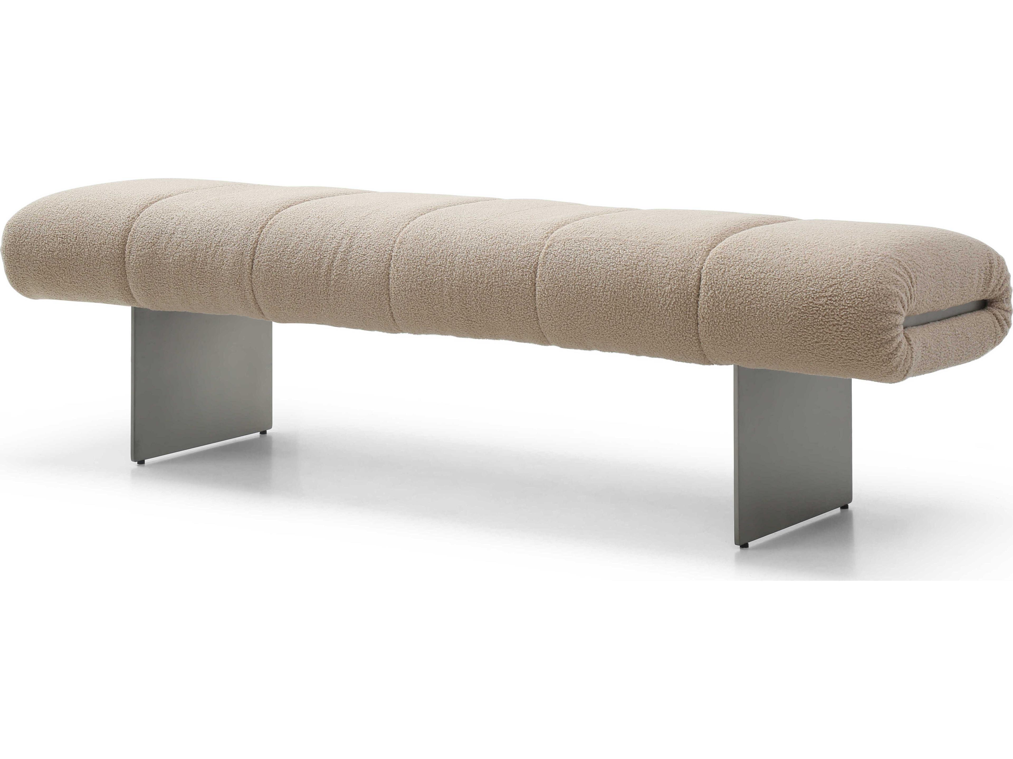 Whiteline Modern Living Elena Beige Brushed Nickel Upholstered Accent Bench