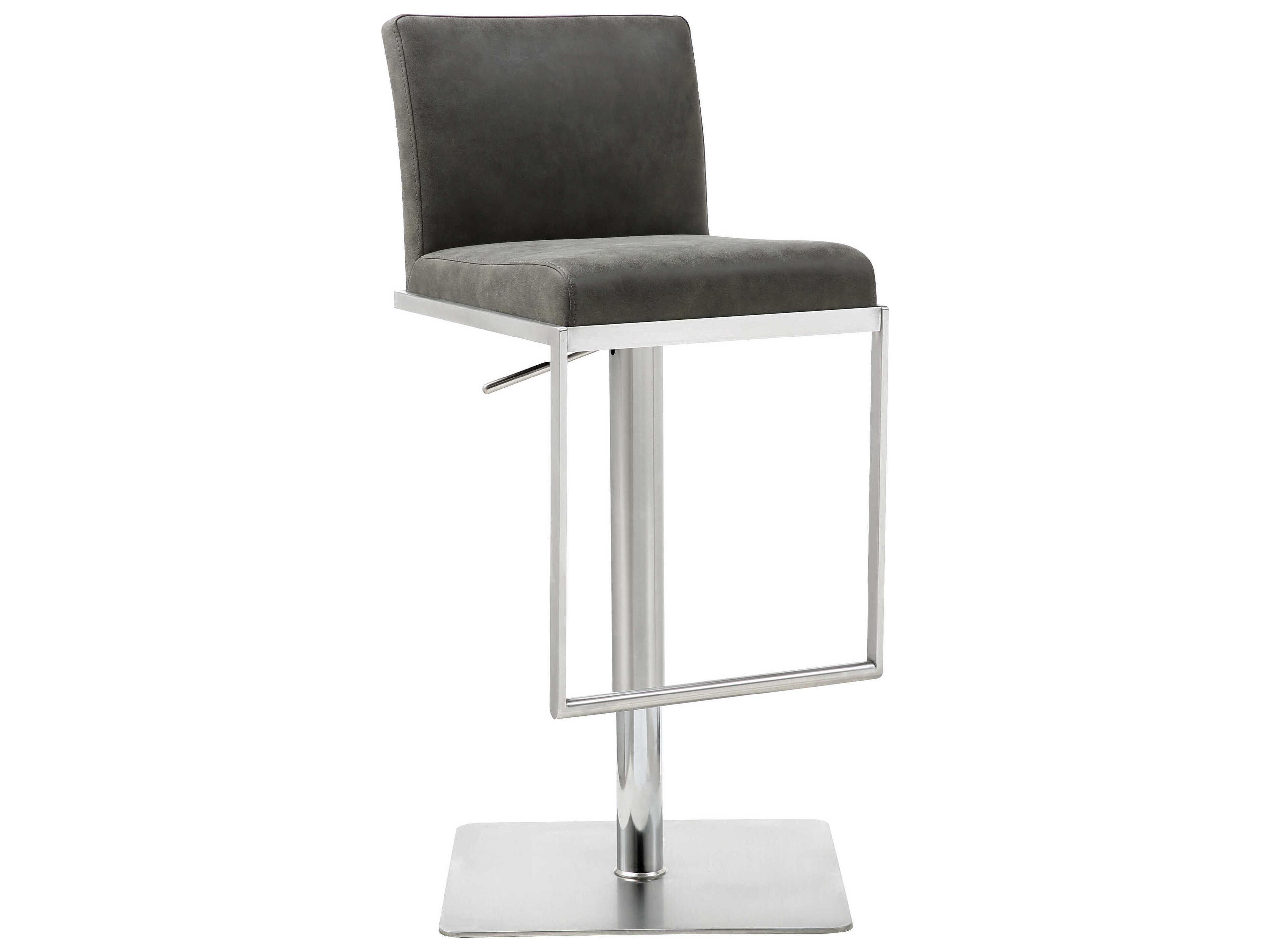 Clay Grey Faux Leather Adjustable Bar Stool