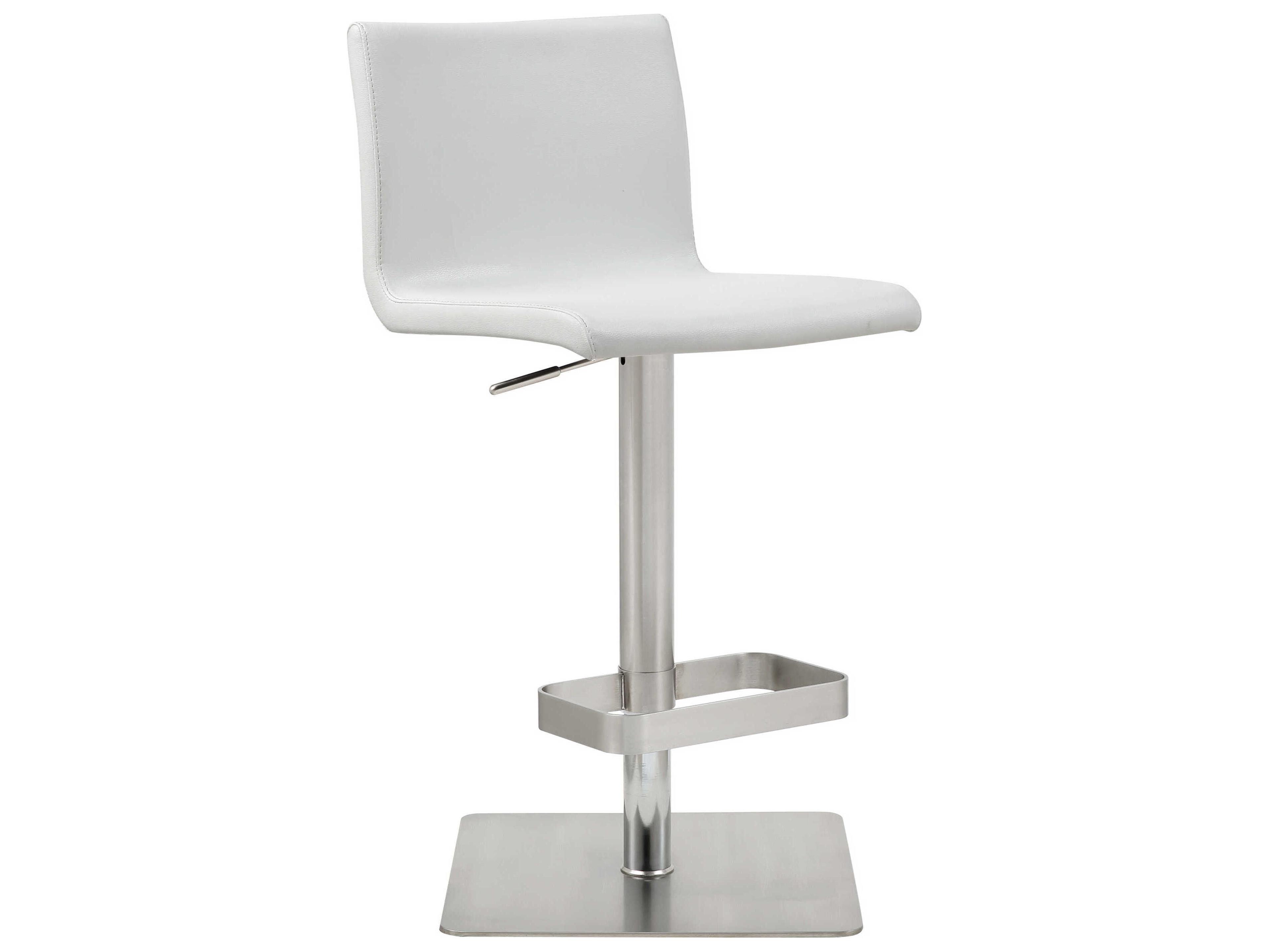 Whiteline Modern Living Watson White Faux Leather Adjustable Bar Stool
