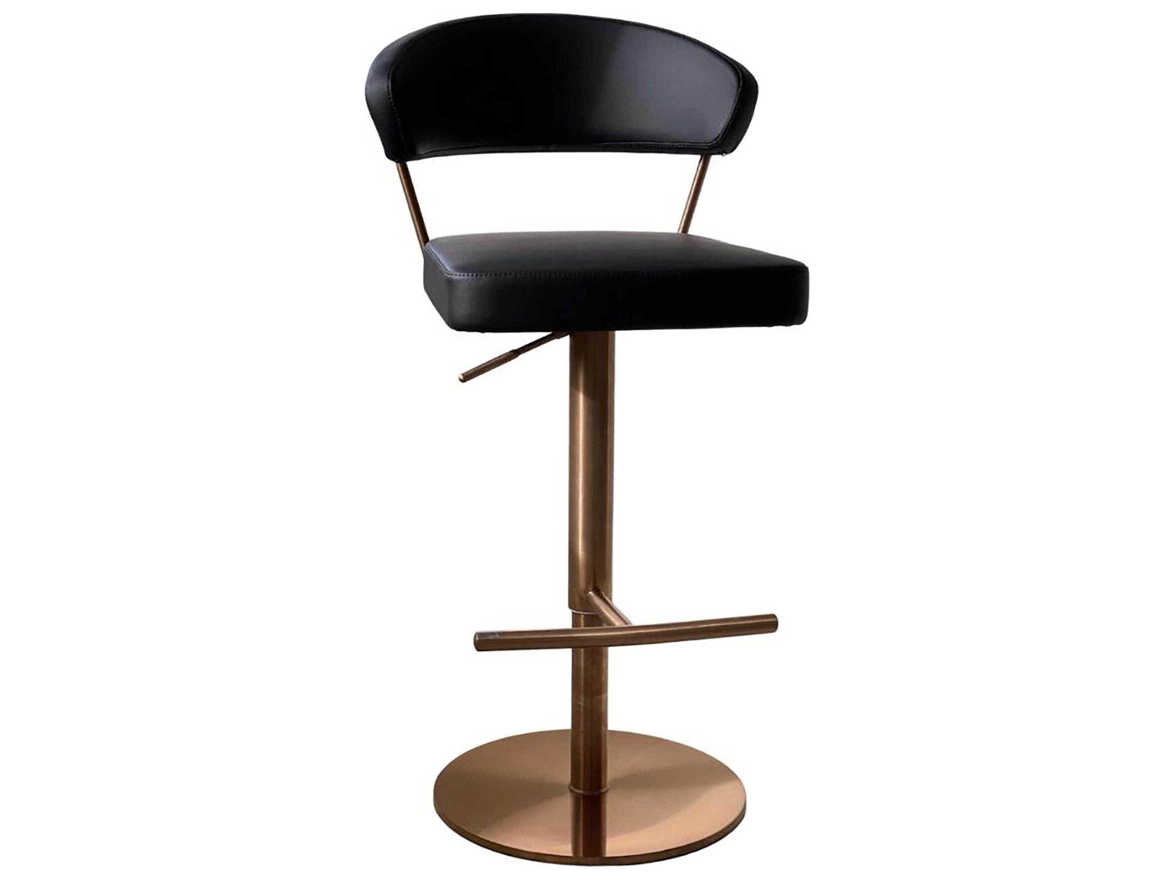 Whiteline Modern Living Nova Black Rose Gold Velvet Upholstered Adjustable Bar Stool