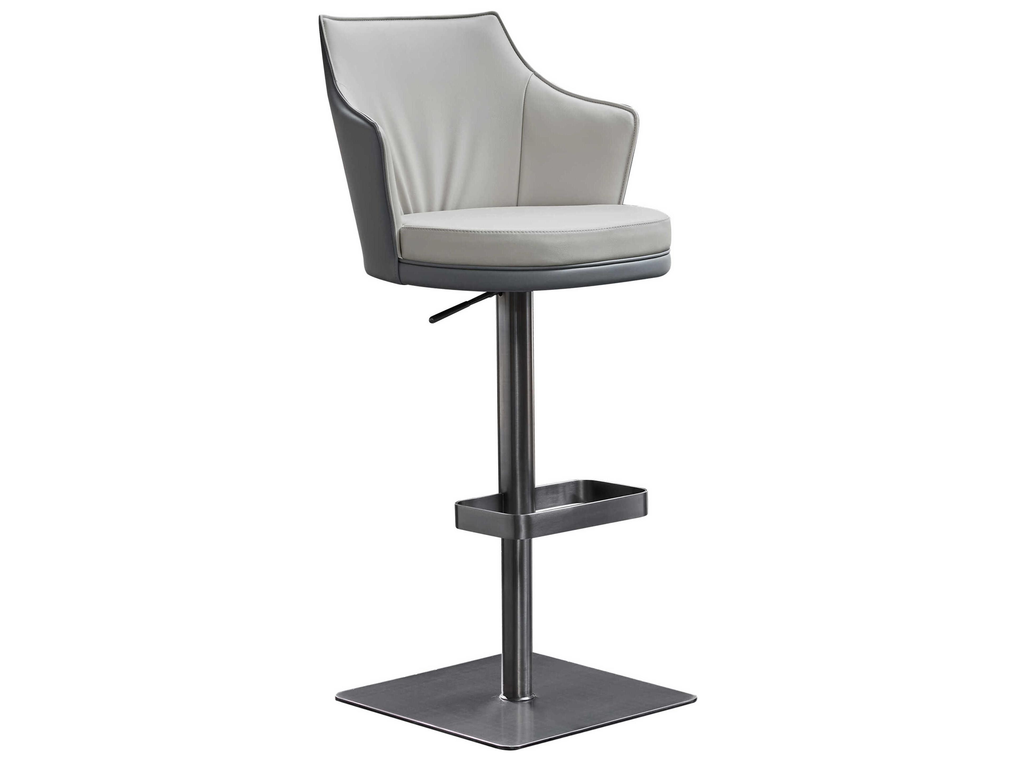 Whiteline Modern Living Baxter Dark Grey Light Faux Leather Adjustable Bar Stool