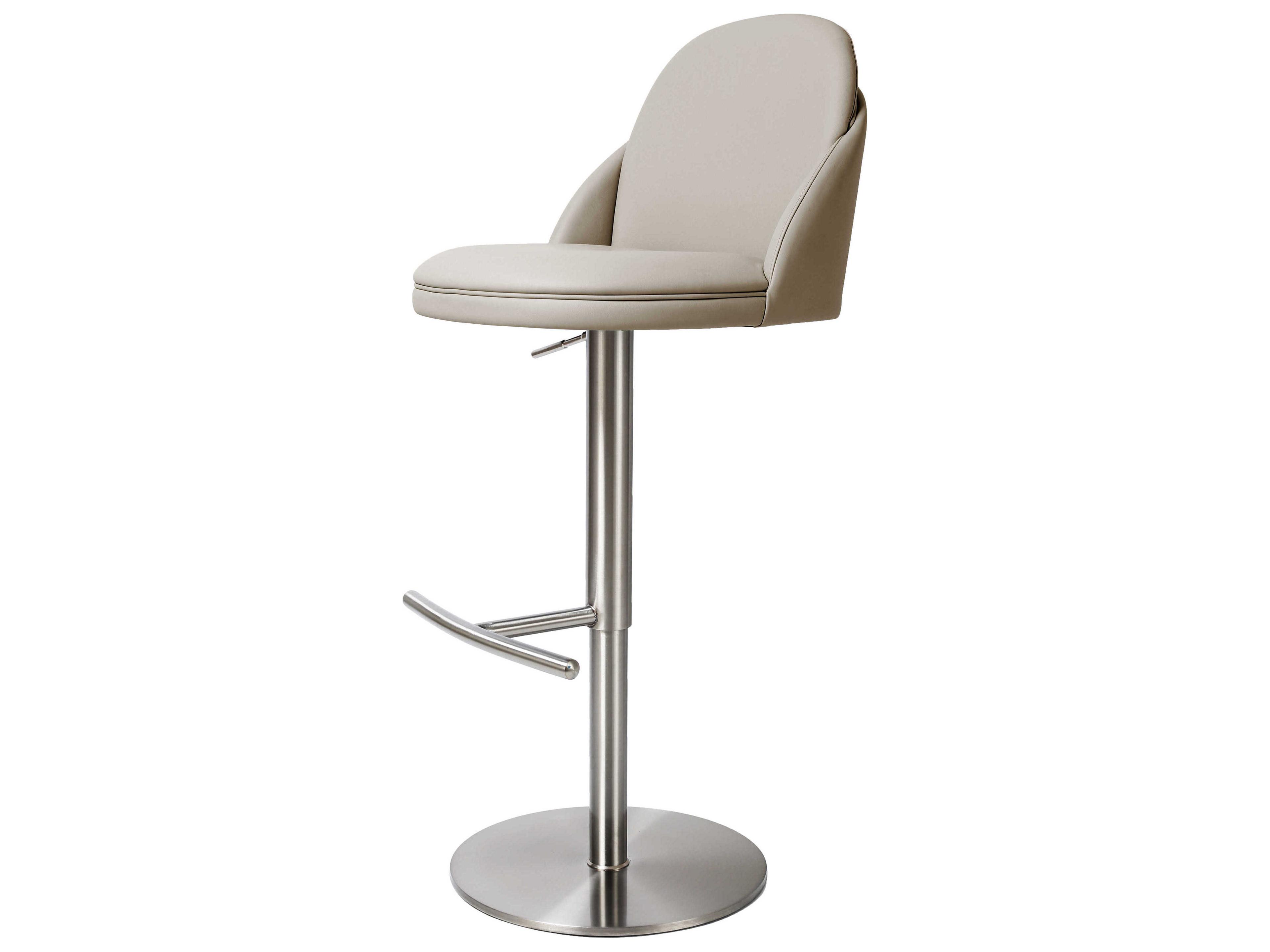 Whiteline Modern Living Tommy Light Grey Faux Leather Adjustable Bar Stool