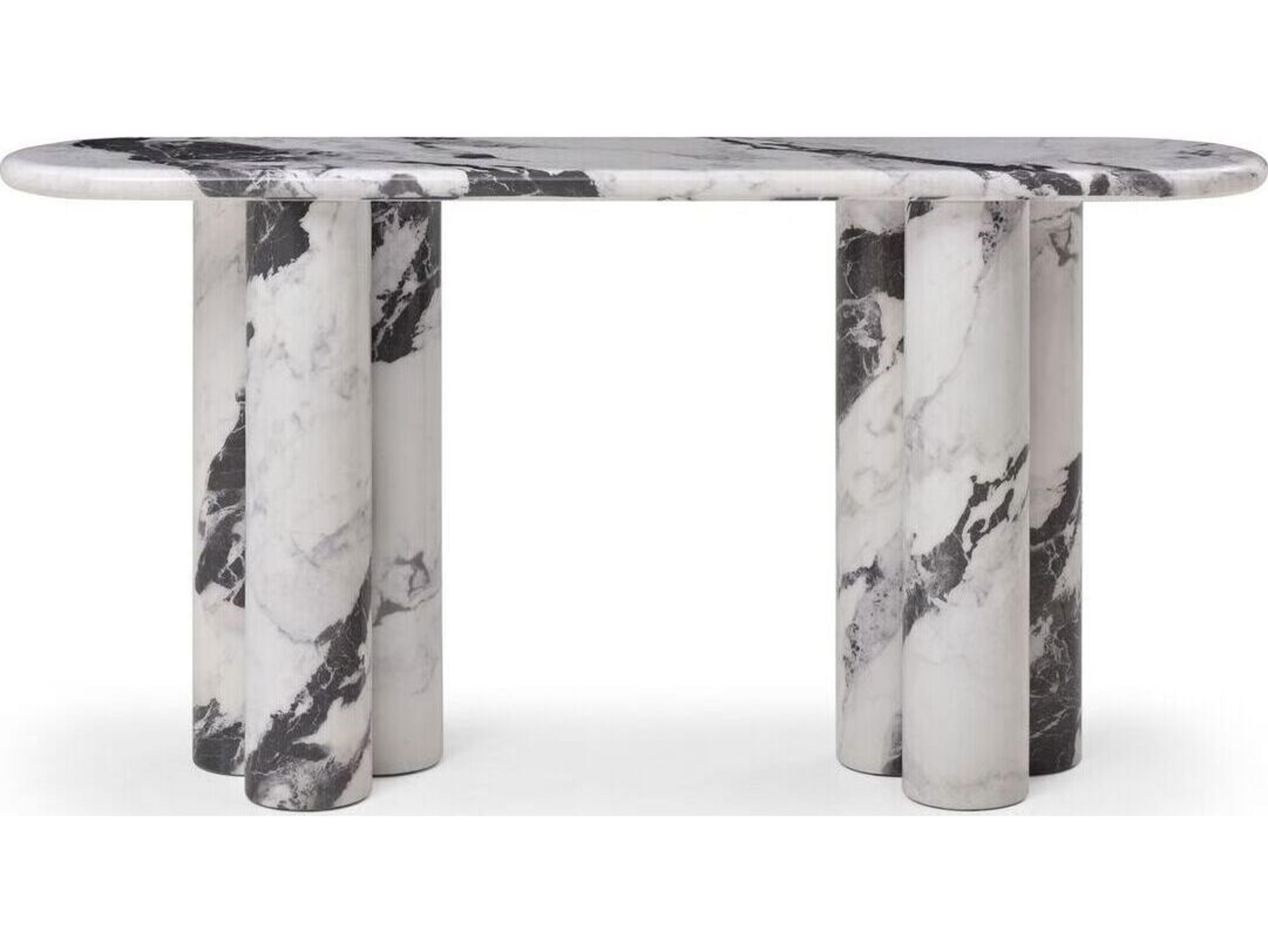 Whiteline Modern Living Bianco Oval Marble Console Table