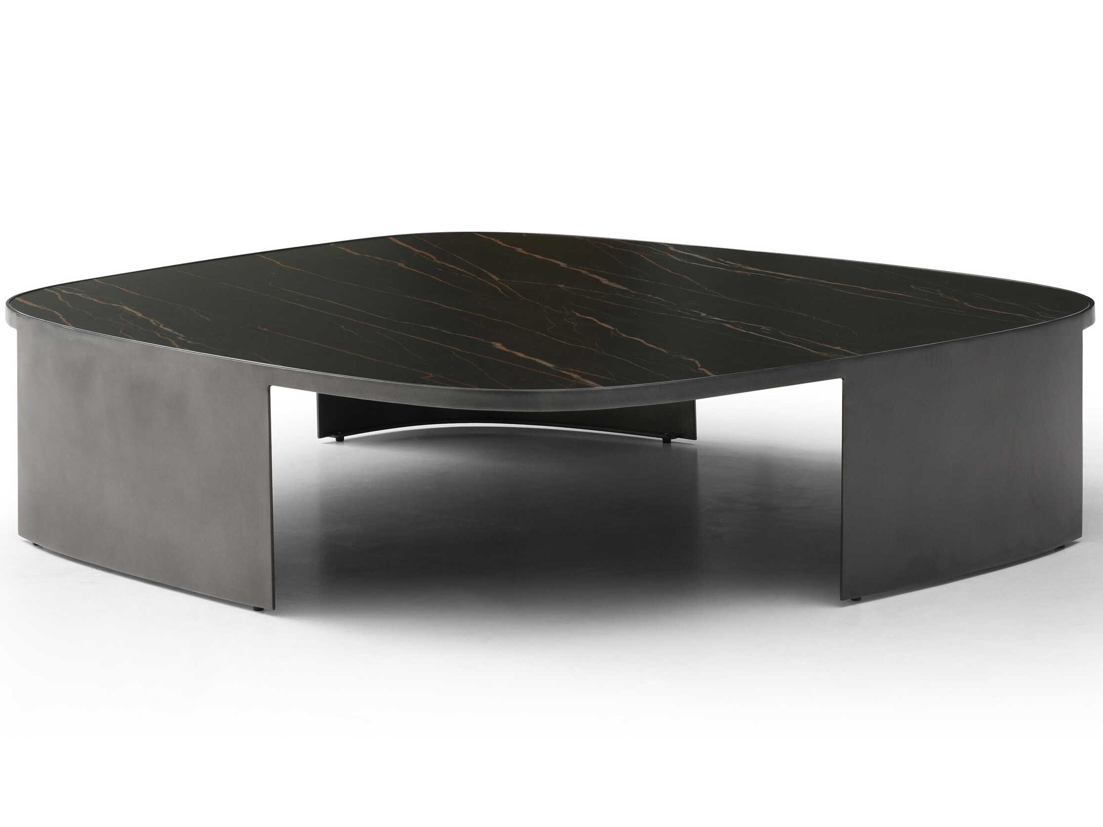 Whiteline Modern Living Tori Square Ceramic Black Gold Coffee Table