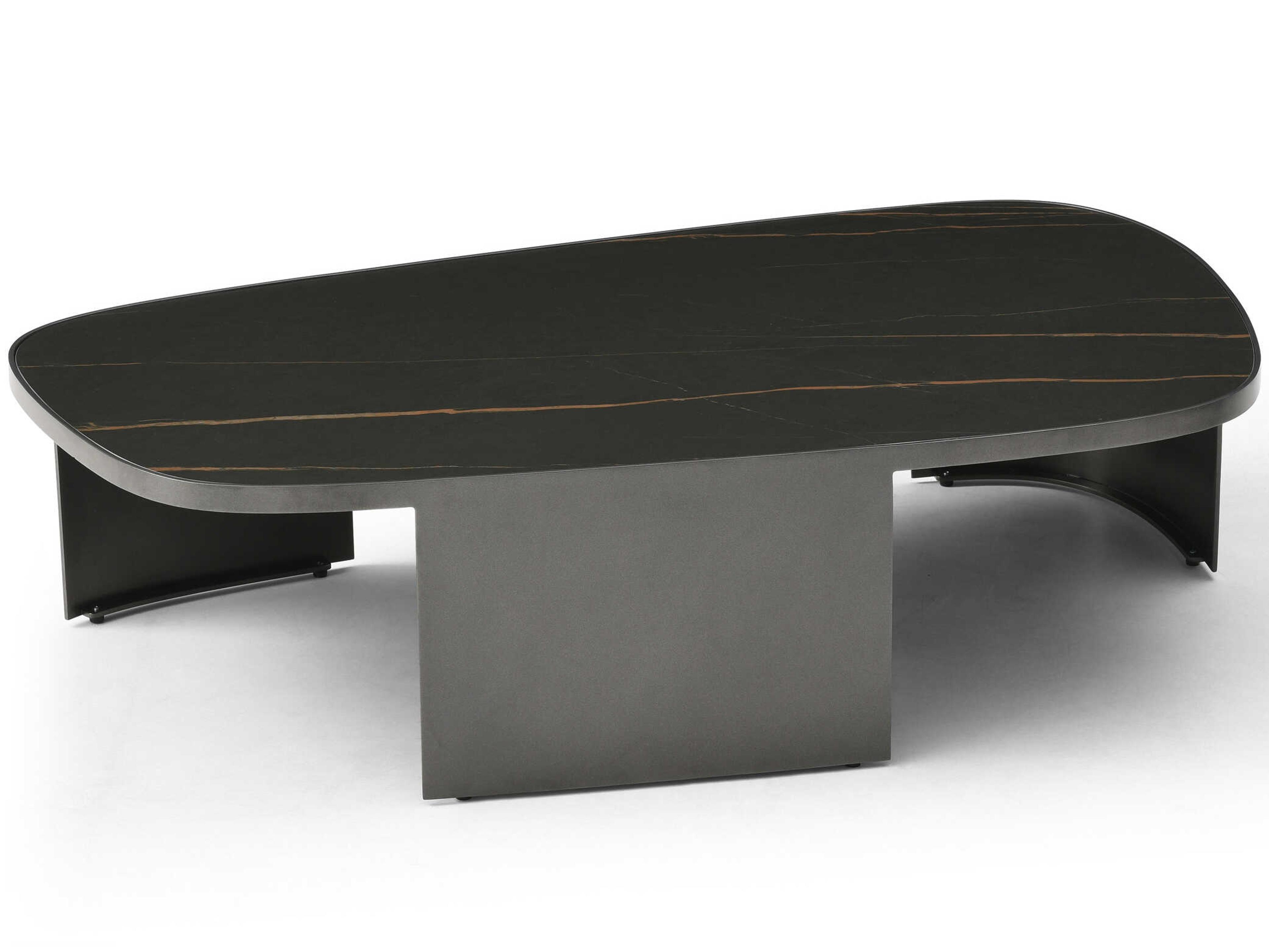 Whiteline Modern Living Tori Ceramic Black Gold Coffee Table