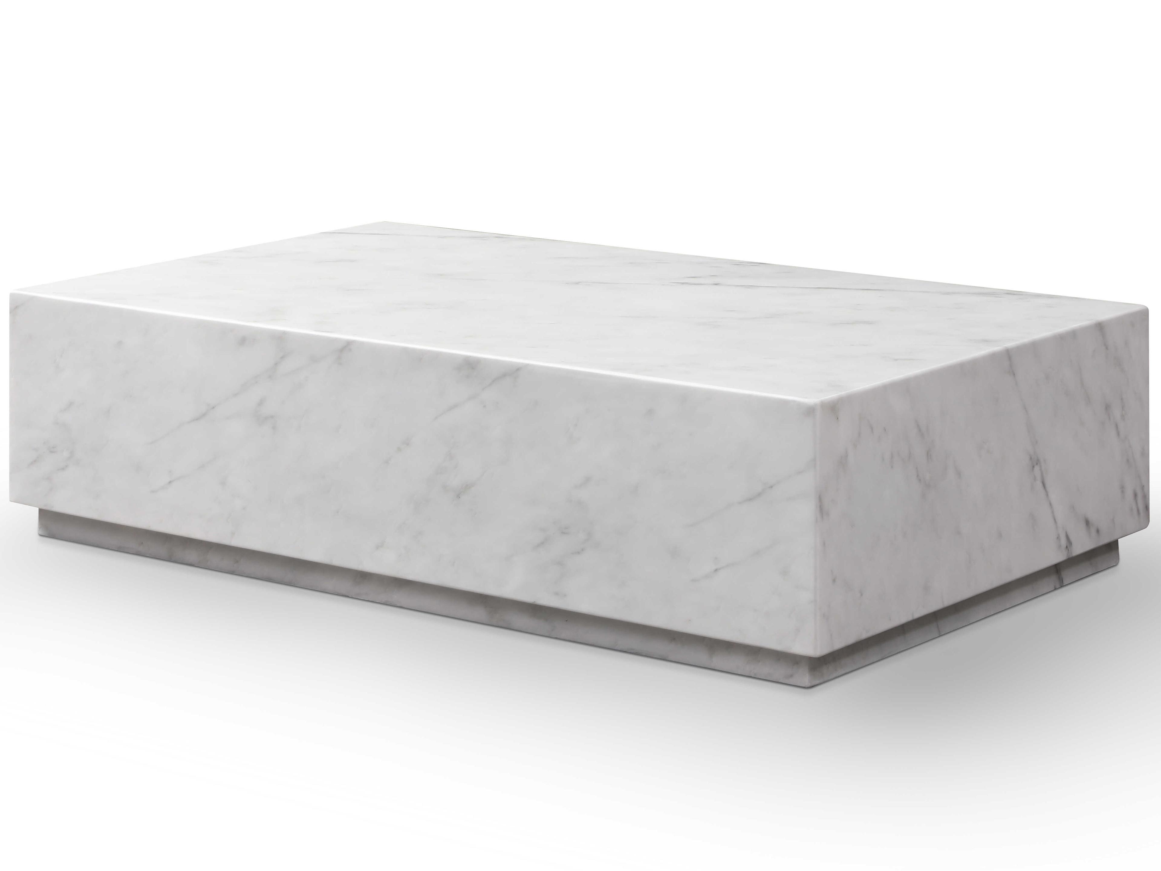 Whiteline Modern Living Iris Rectangular Marble White Coffee Table