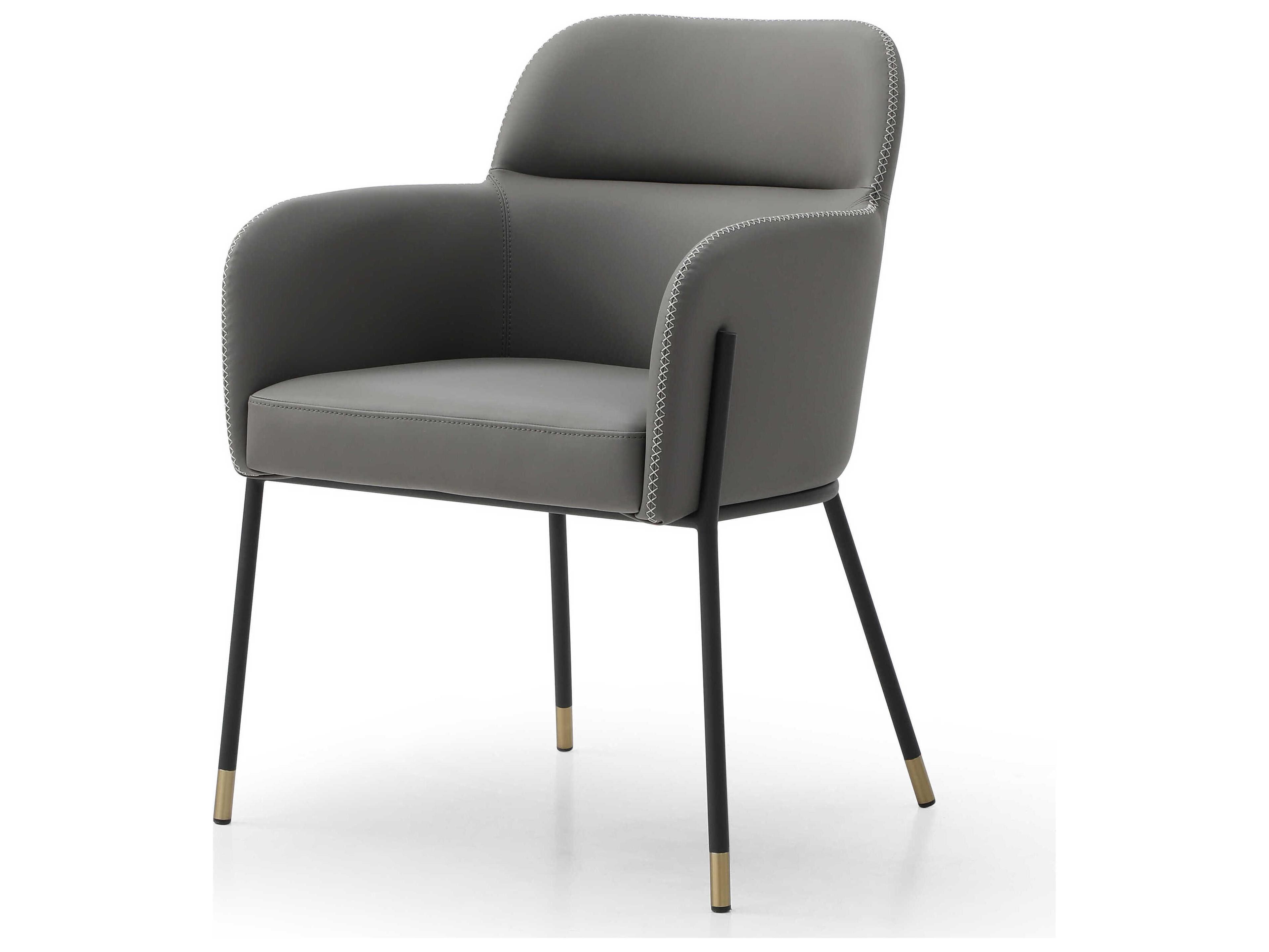 Whiteline Modern Living Heidi Black Faux Leather Arm Dining Chair