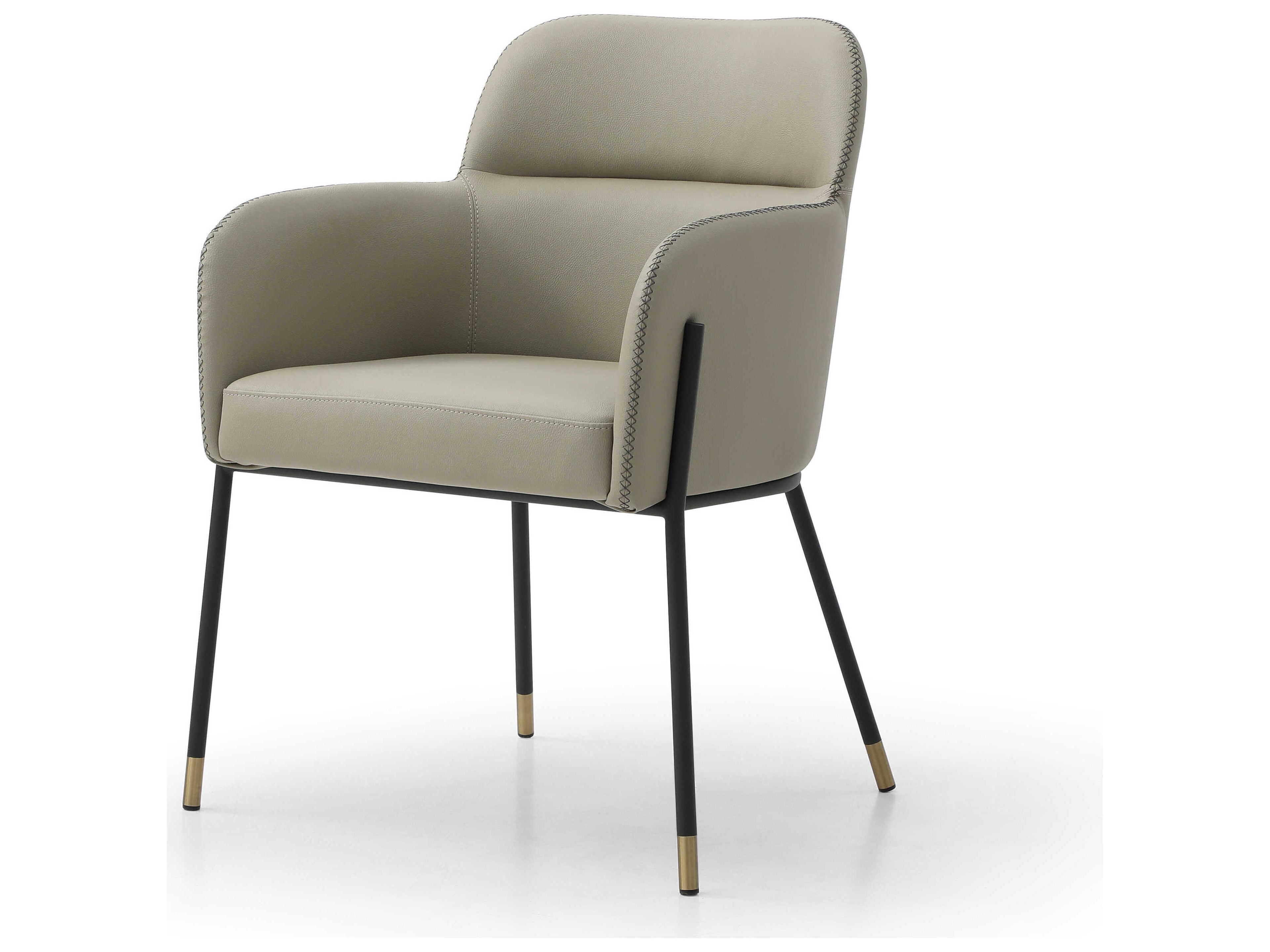 Whiteline Modern Living Heidi Black Faux Leather Arm Dining Chair