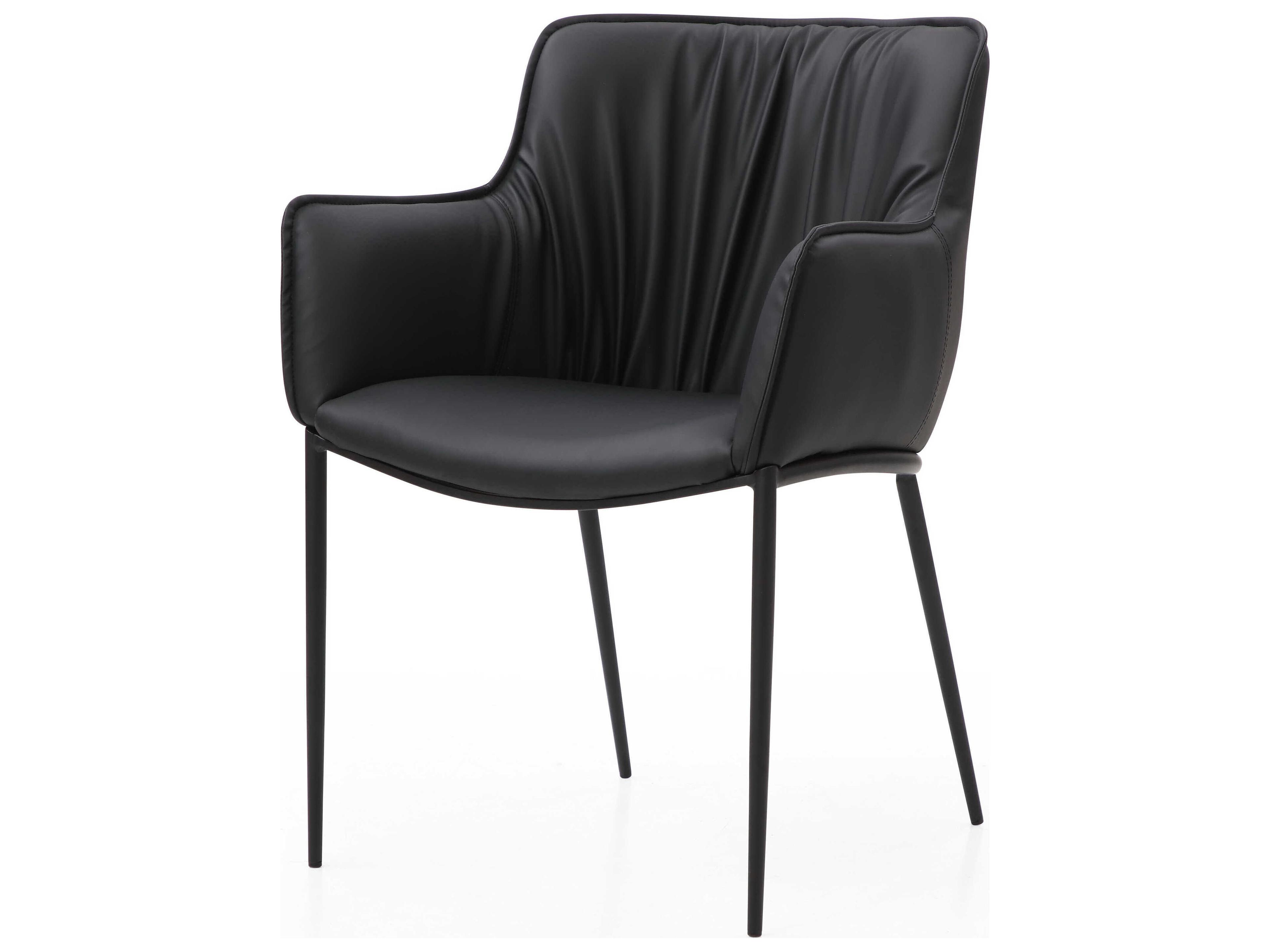 Whiteline Modern Living Tiffany Black Faux Leather Arm Dining Chair