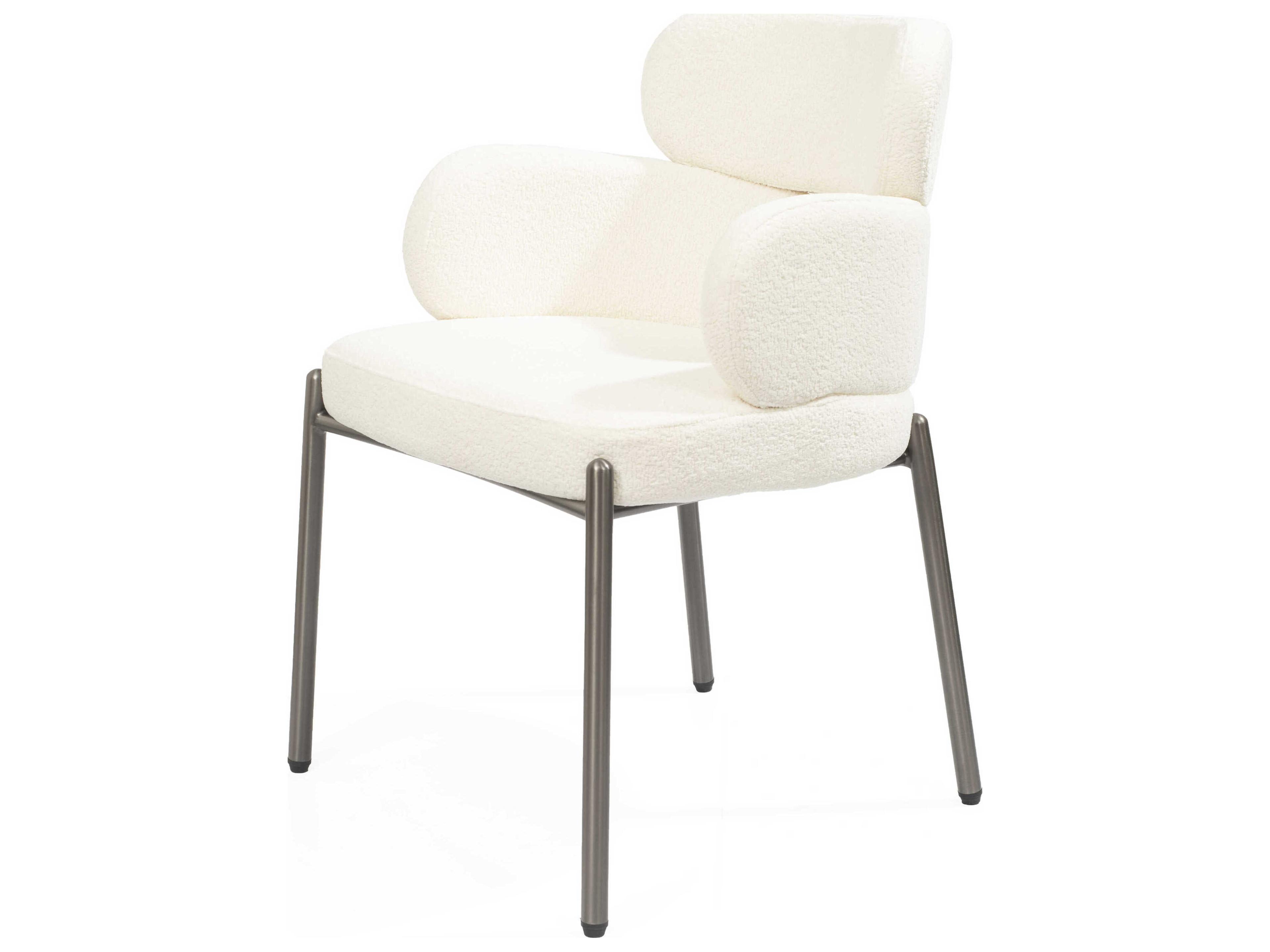 Whiteline Modern Living Adele White Upholstered Arm Dining Chair