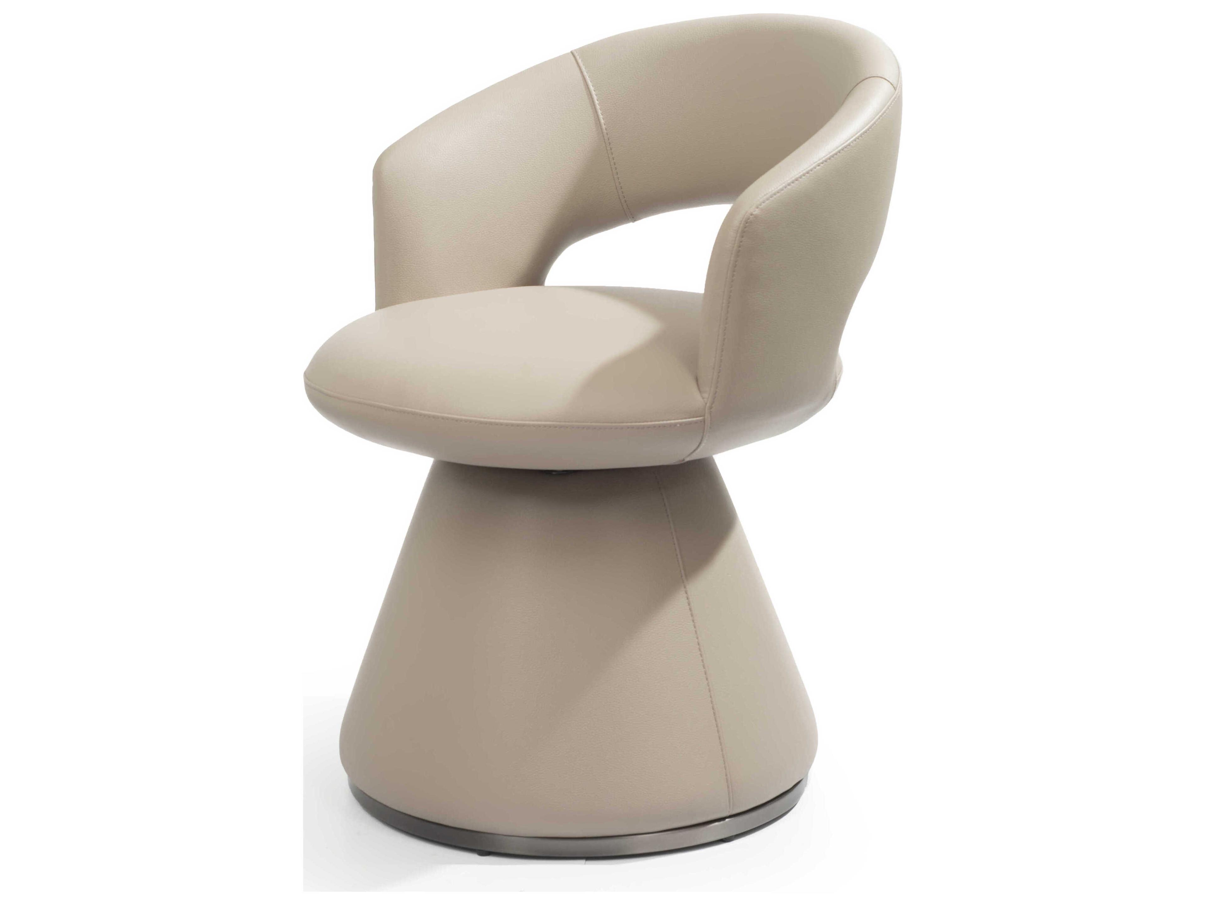 Whiteline Modern Living Portofino Beige Faux Leather Arm Dining Chair