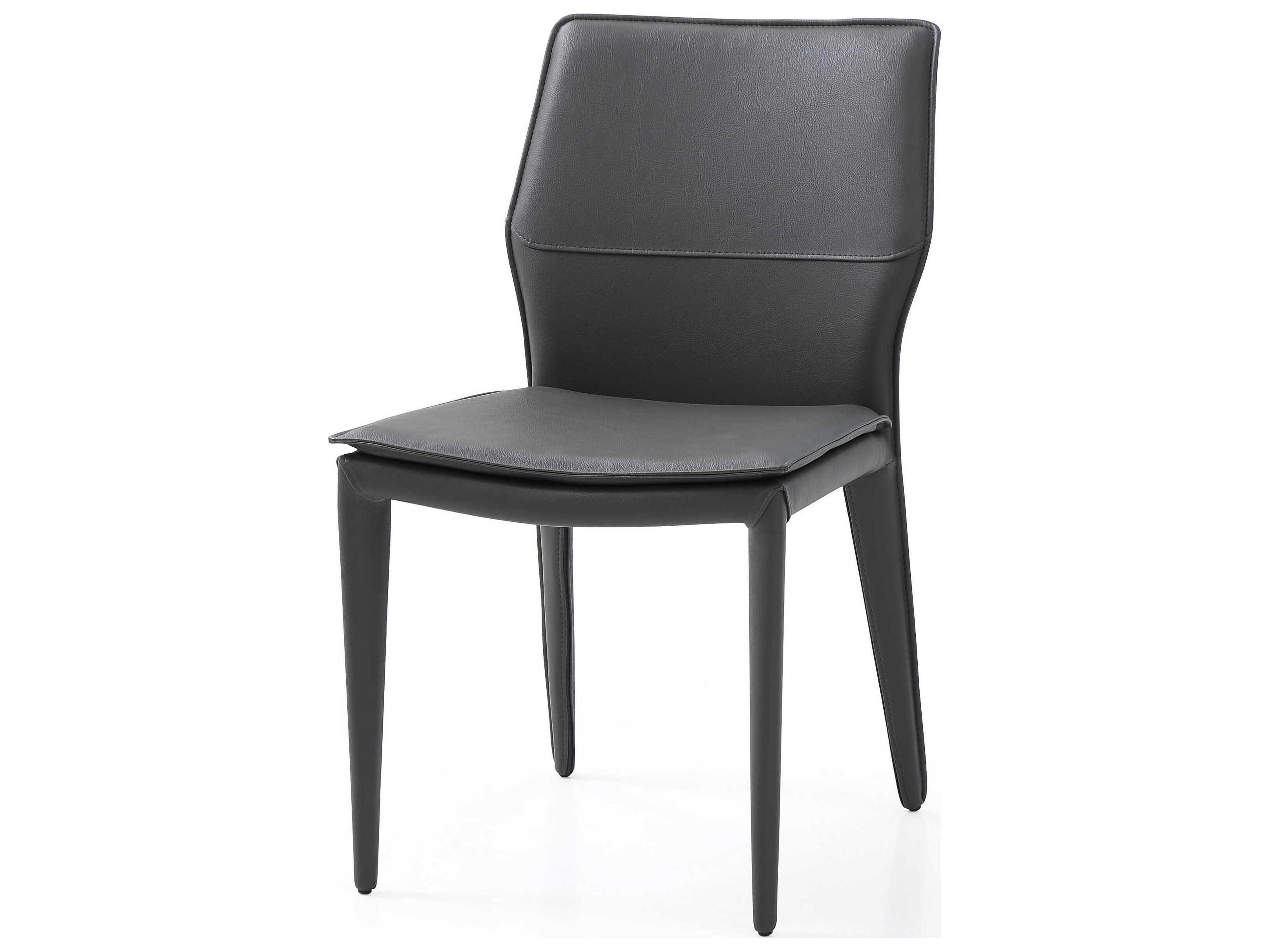 Whiteline Modern Living Miranda Gray Faux Leather Armless Dining Chair Set of 2