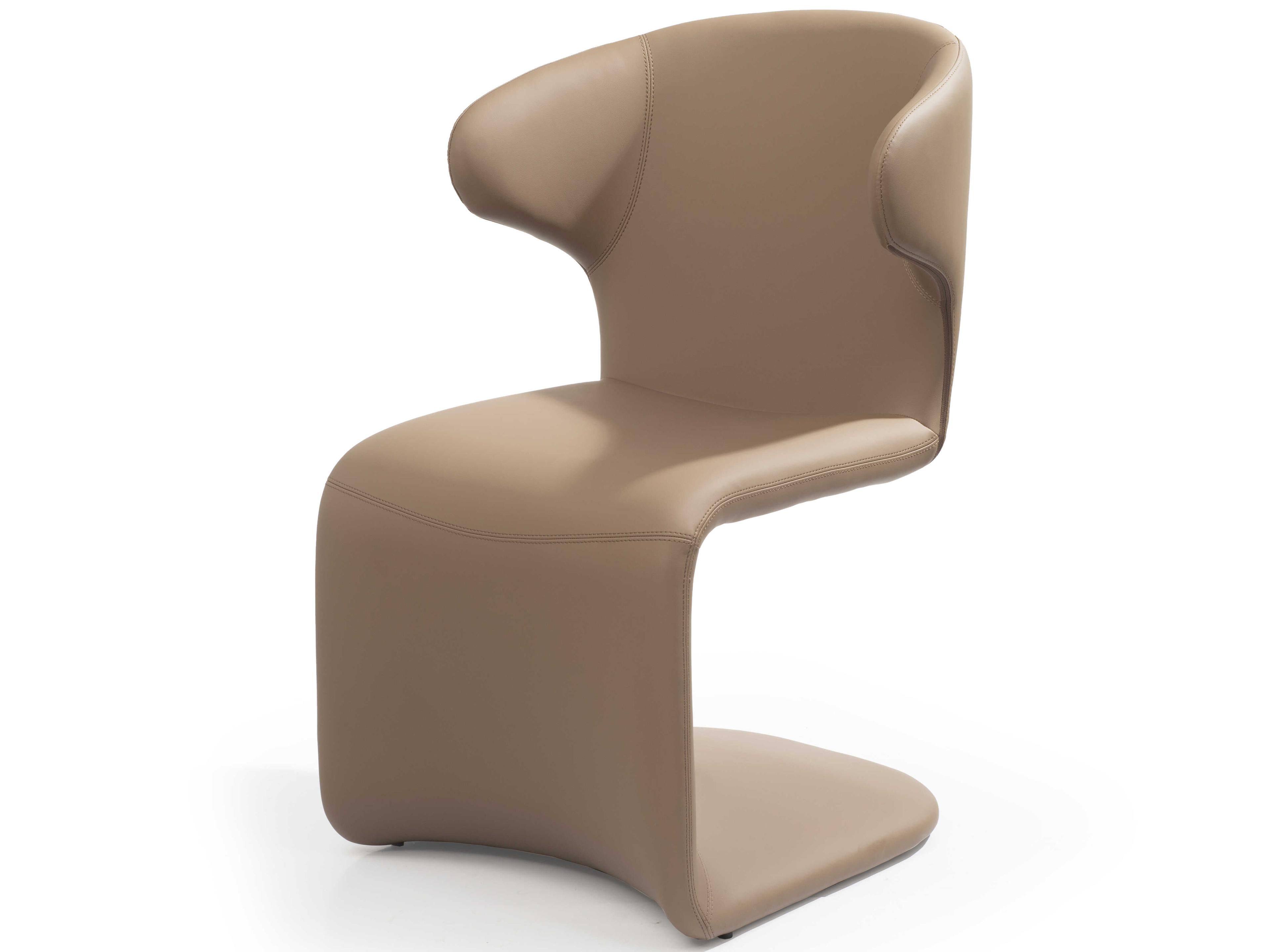 Whiteline Modern Living Elena Brown Faux Leather Arm Dining Chair