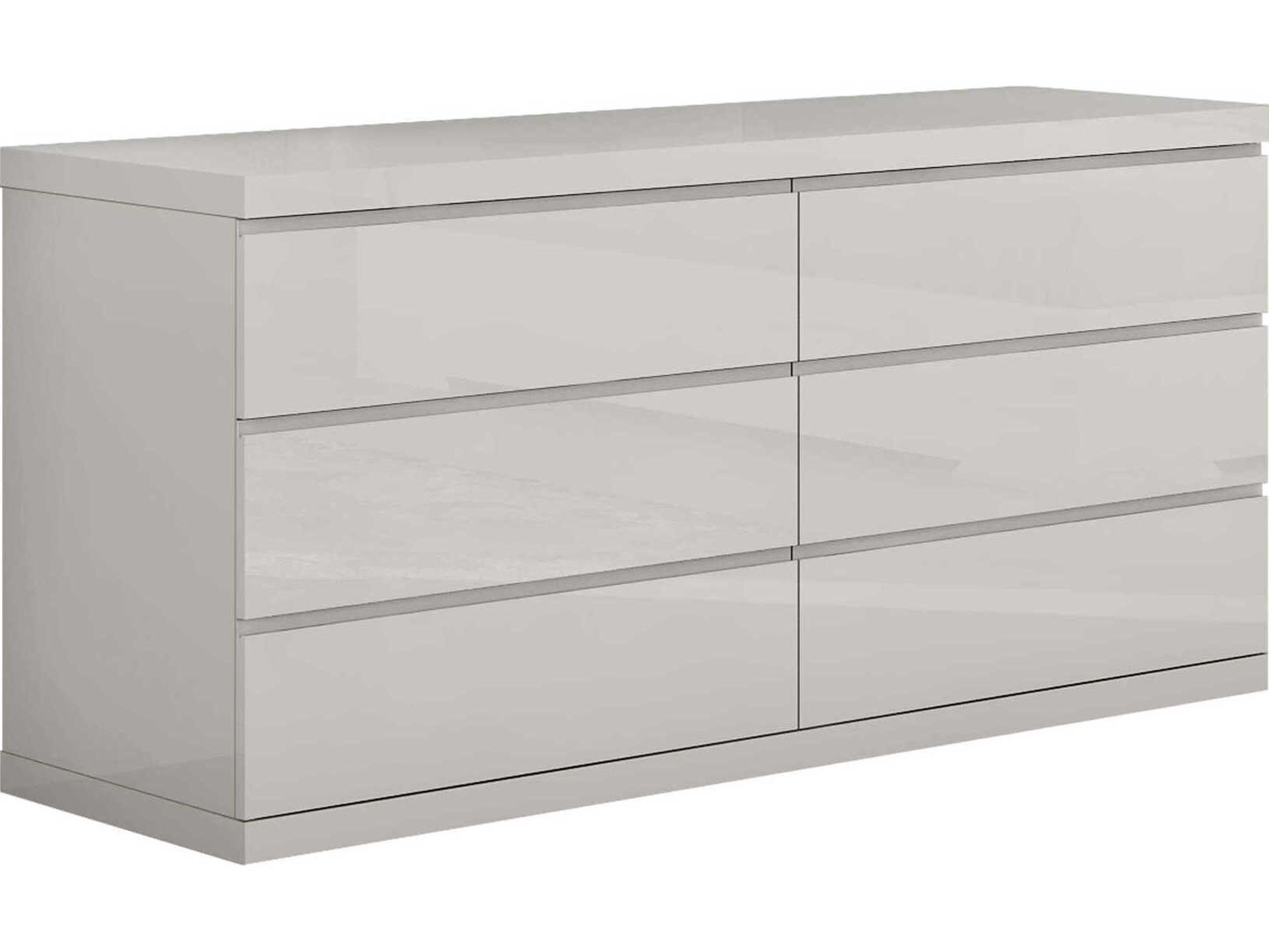 Whiteline Modern Living Anna 6-Drawers Gray Double Dresser