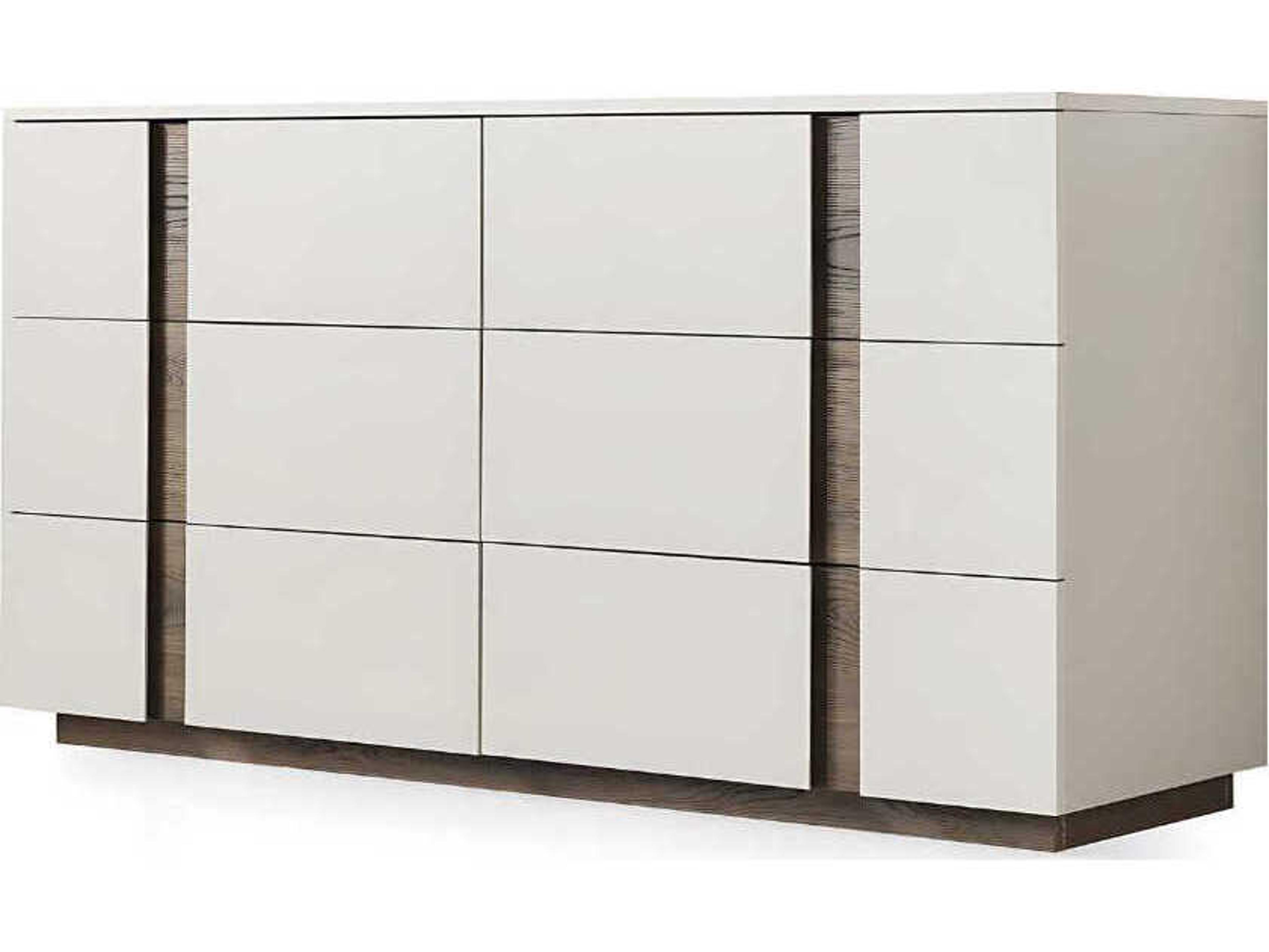 Whiteline Modern Living Romina 6-Drawers Gray Walnut Wood Double Dresser