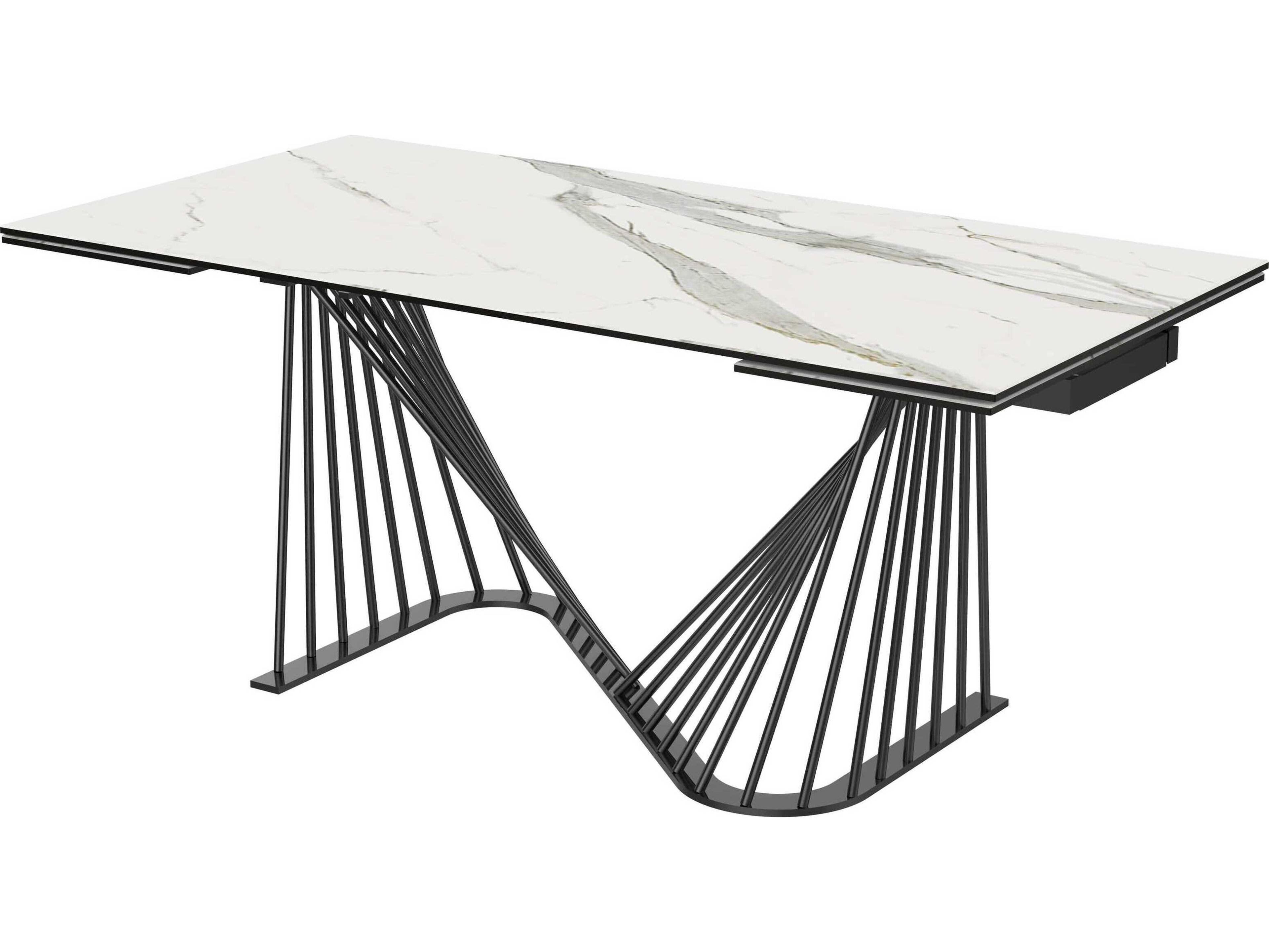 Whiteline Modern Living Roma Rectangular Ceramic White Dining Table