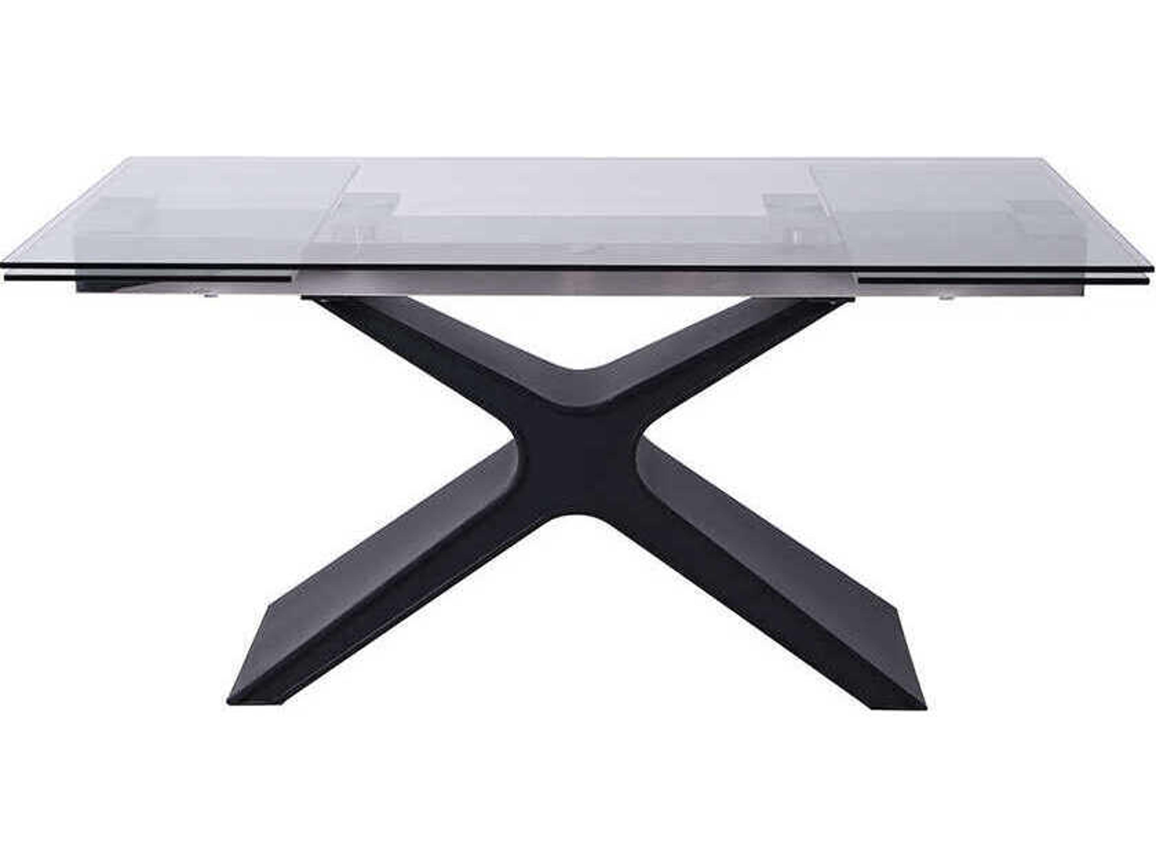 Whiteline Modern Living West Rectangular Glass Black Dining Table