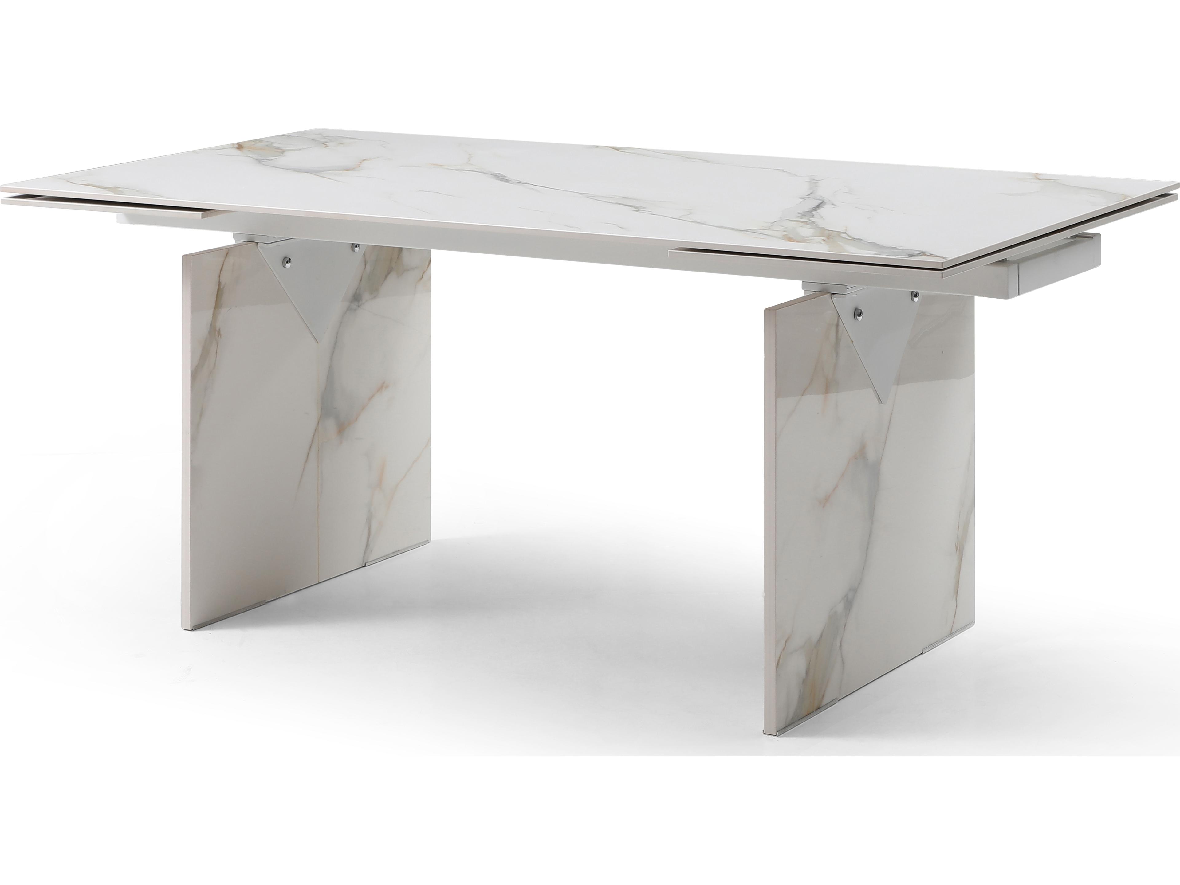 Whiteline Modern Living Georgia Rectangular Ceramic White Dining Table
