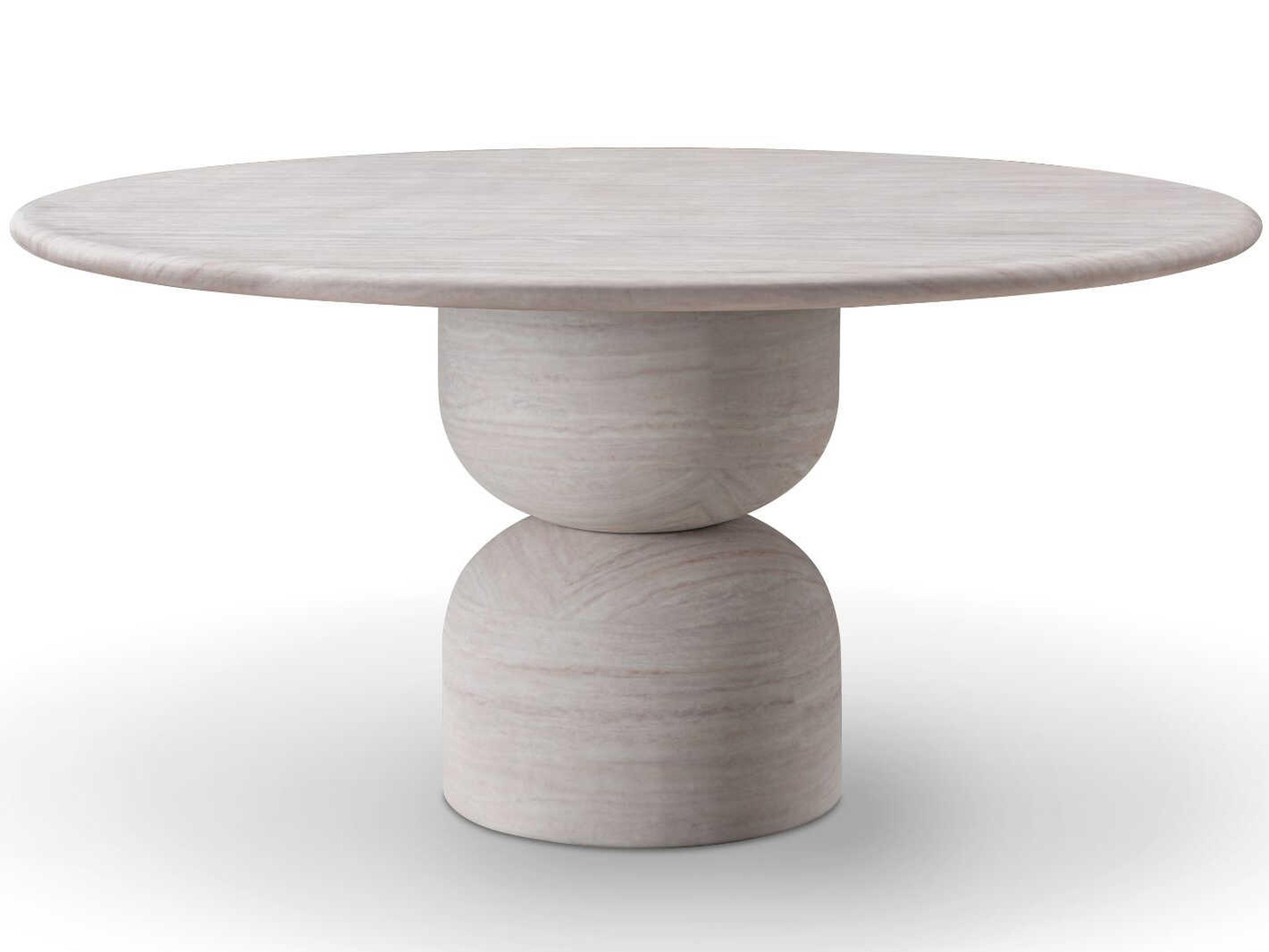 Whiteline Modern Living Rocca Round Marble Beige Dining Table