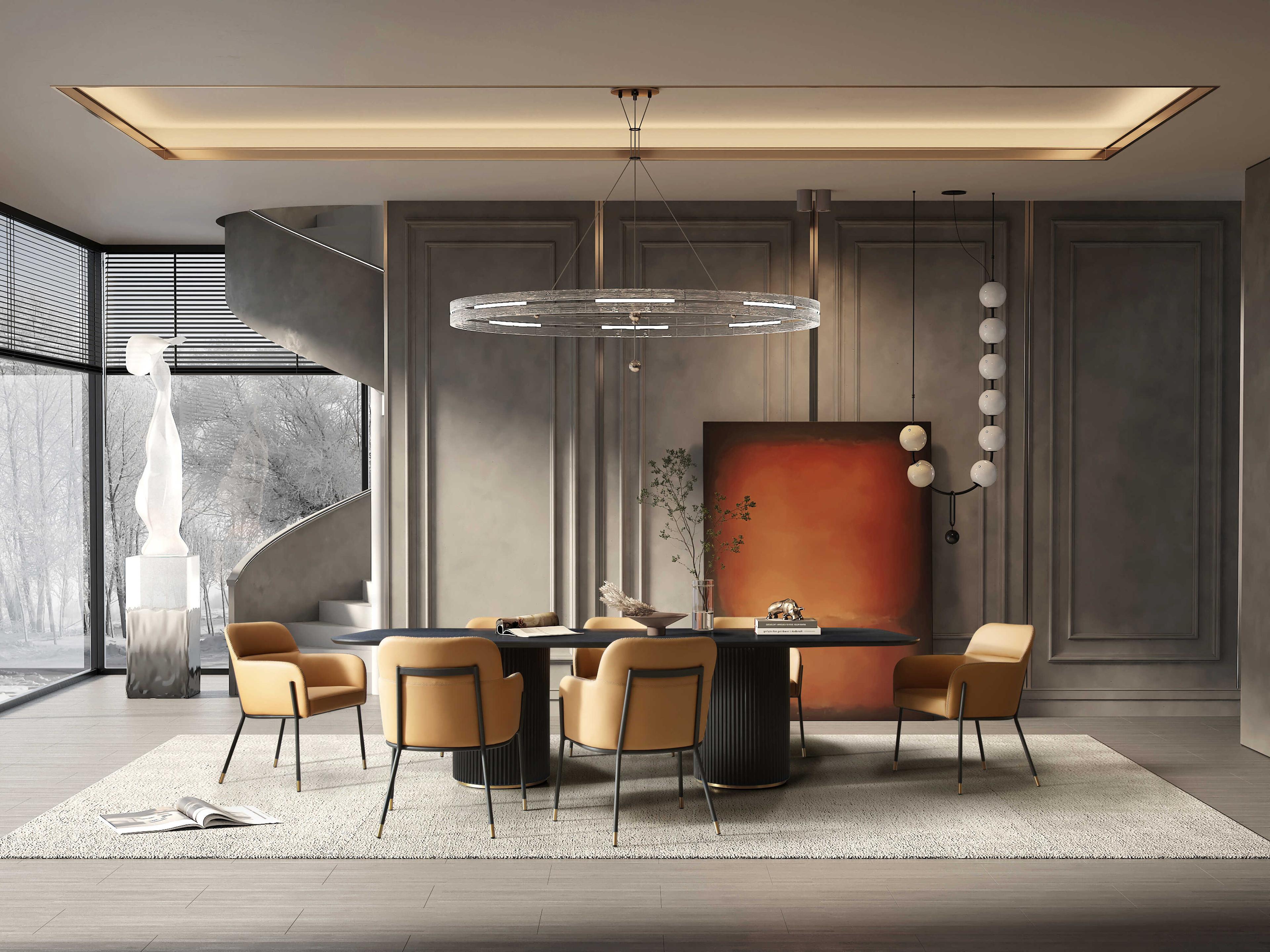 Whiteline Modern Living Heidi Oak Wood Dining Room Set